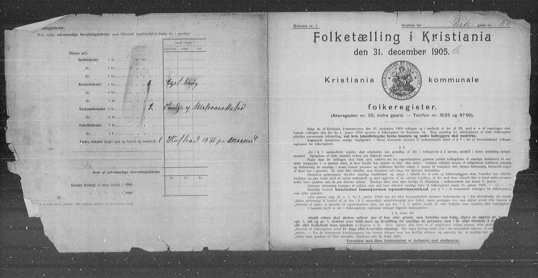 OBA, Municipal Census 1905 for Kristiania, 1905, p. 63780