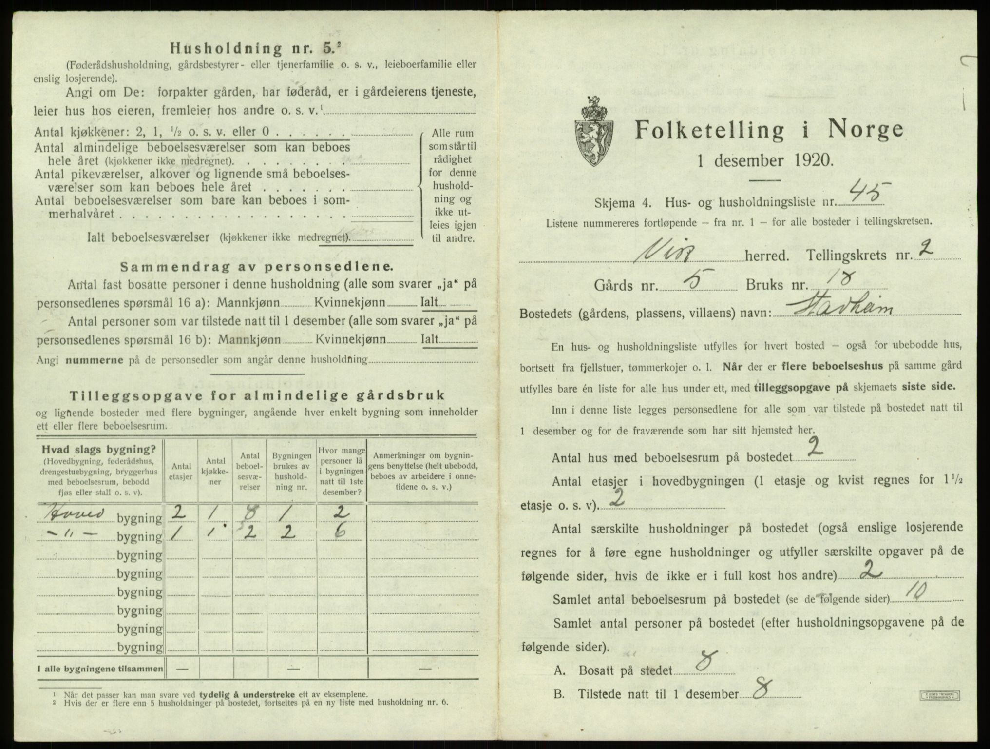 SAB, 1920 census for Vik, 1920, p. 360