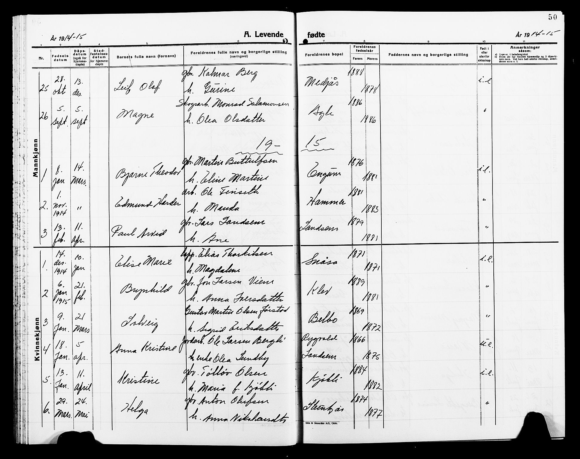 Ministerialprotokoller, klokkerbøker og fødselsregistre - Nord-Trøndelag, SAT/A-1458/749/L0488: Parish register (official) no. 749D04, 1903-1915, p. 50