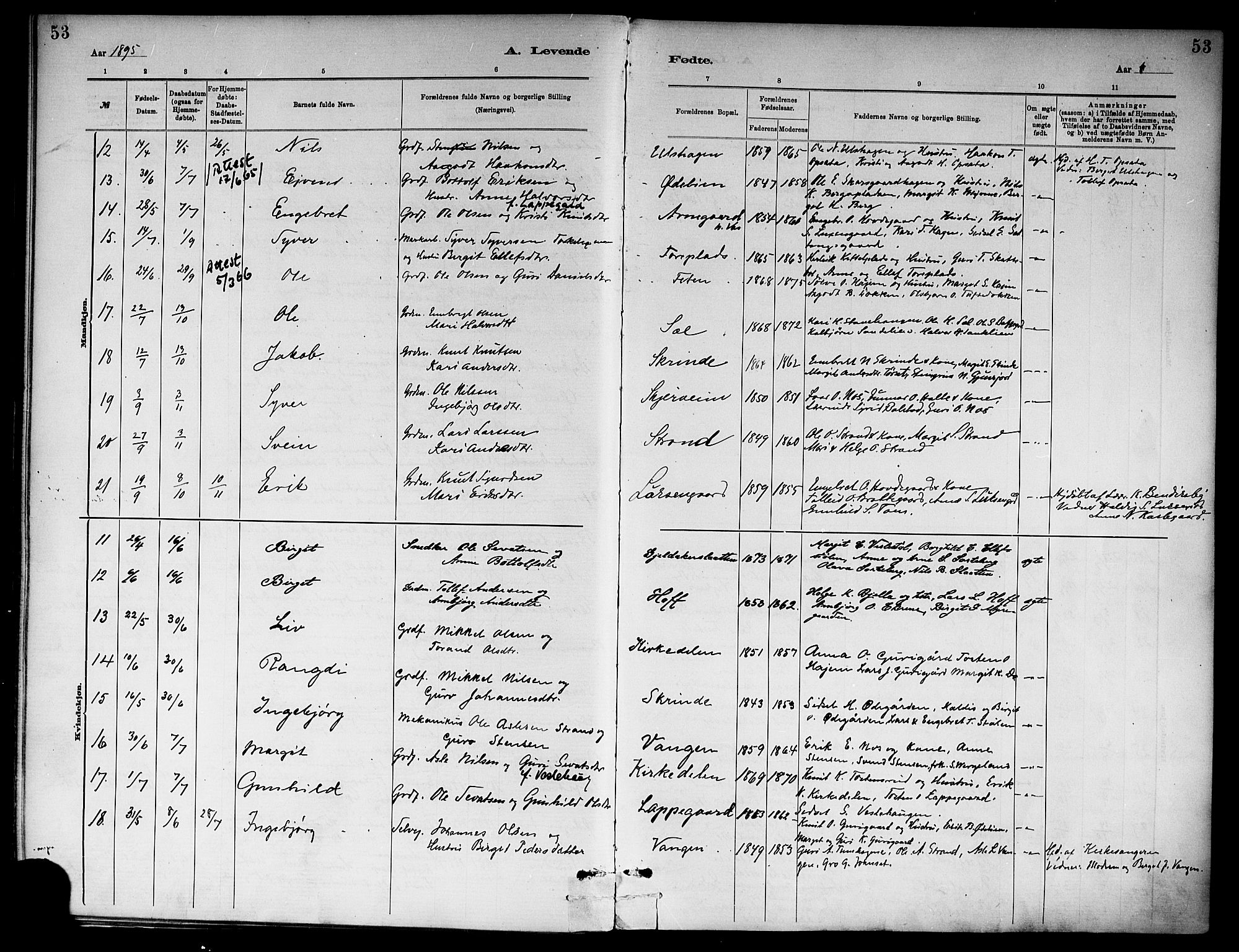 Ål kirkebøker, SAKO/A-249/F/Fa/L0008: Parish register (official) no. I 8, 1882-1896, p. 53