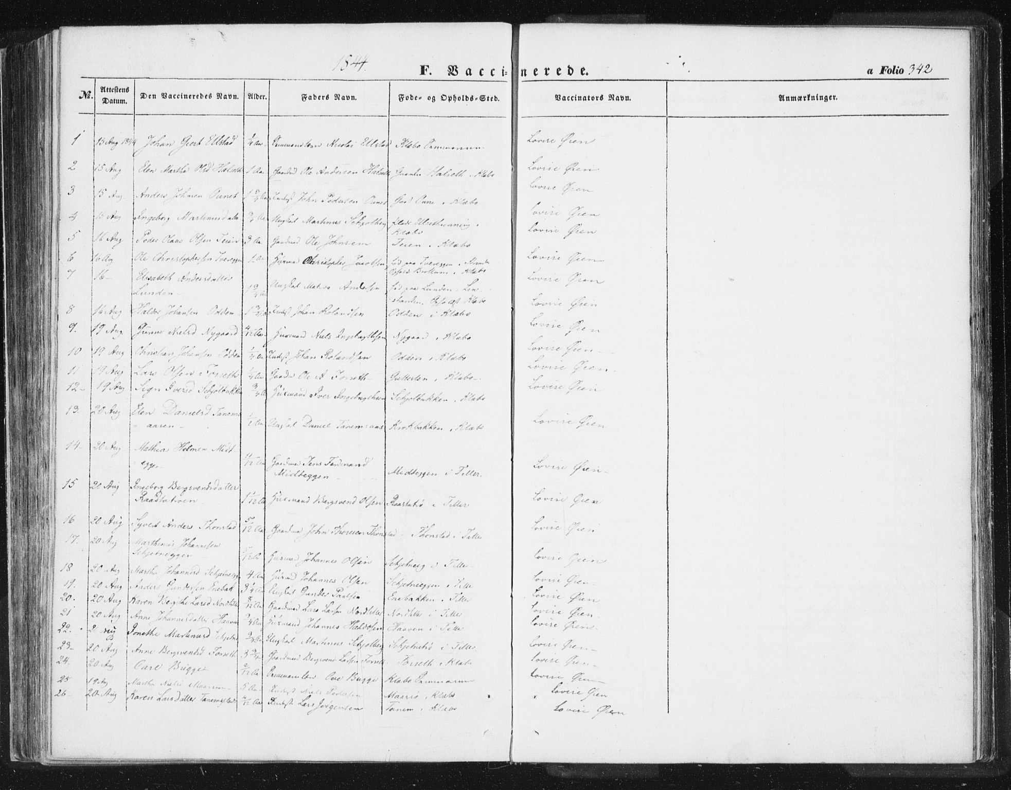 Ministerialprotokoller, klokkerbøker og fødselsregistre - Sør-Trøndelag, SAT/A-1456/618/L0441: Parish register (official) no. 618A05, 1843-1862, p. 342