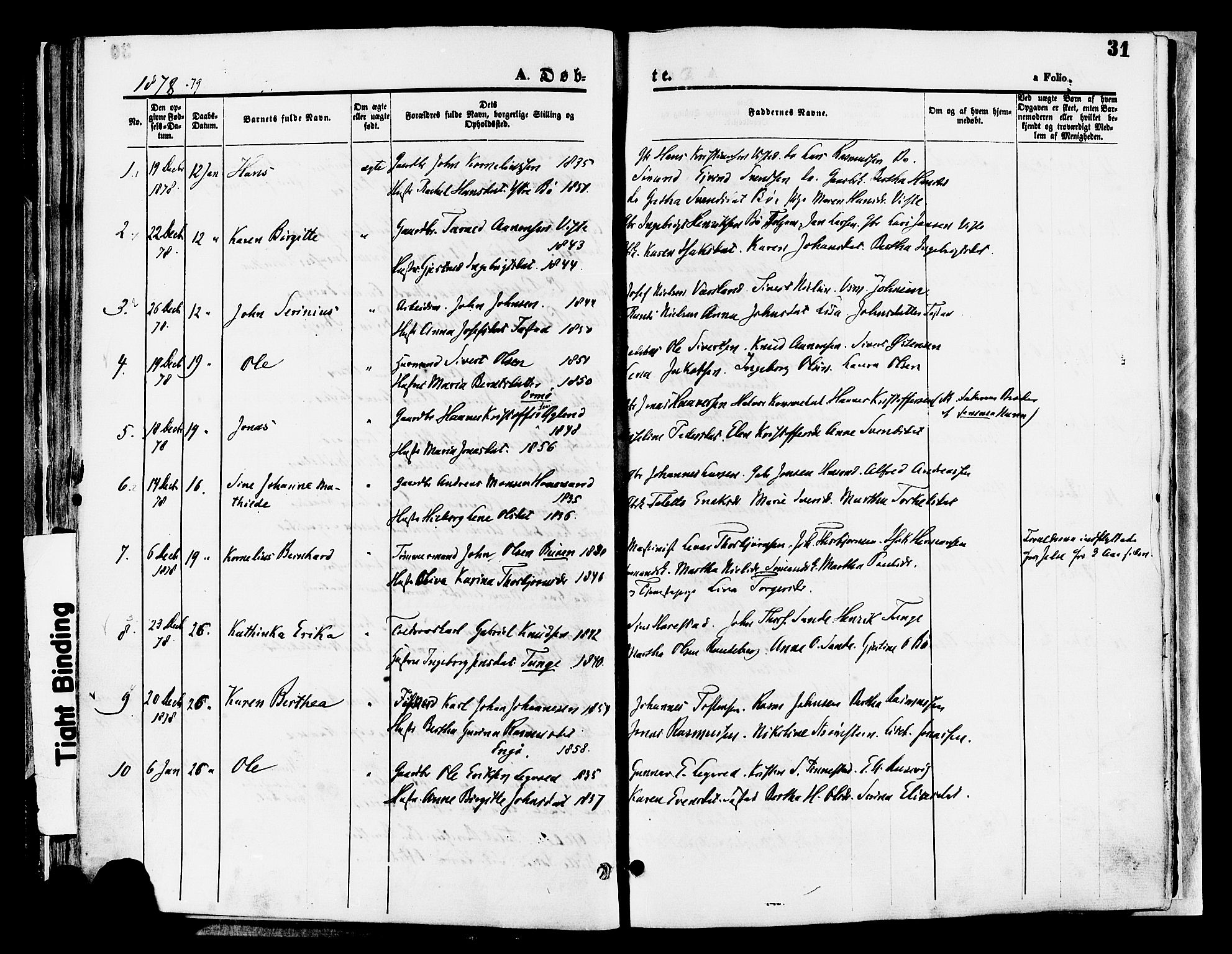 Hetland sokneprestkontor, SAST/A-101826/30/30BA/L0008: Parish register (official) no. A 8, 1877-1884, p. 31