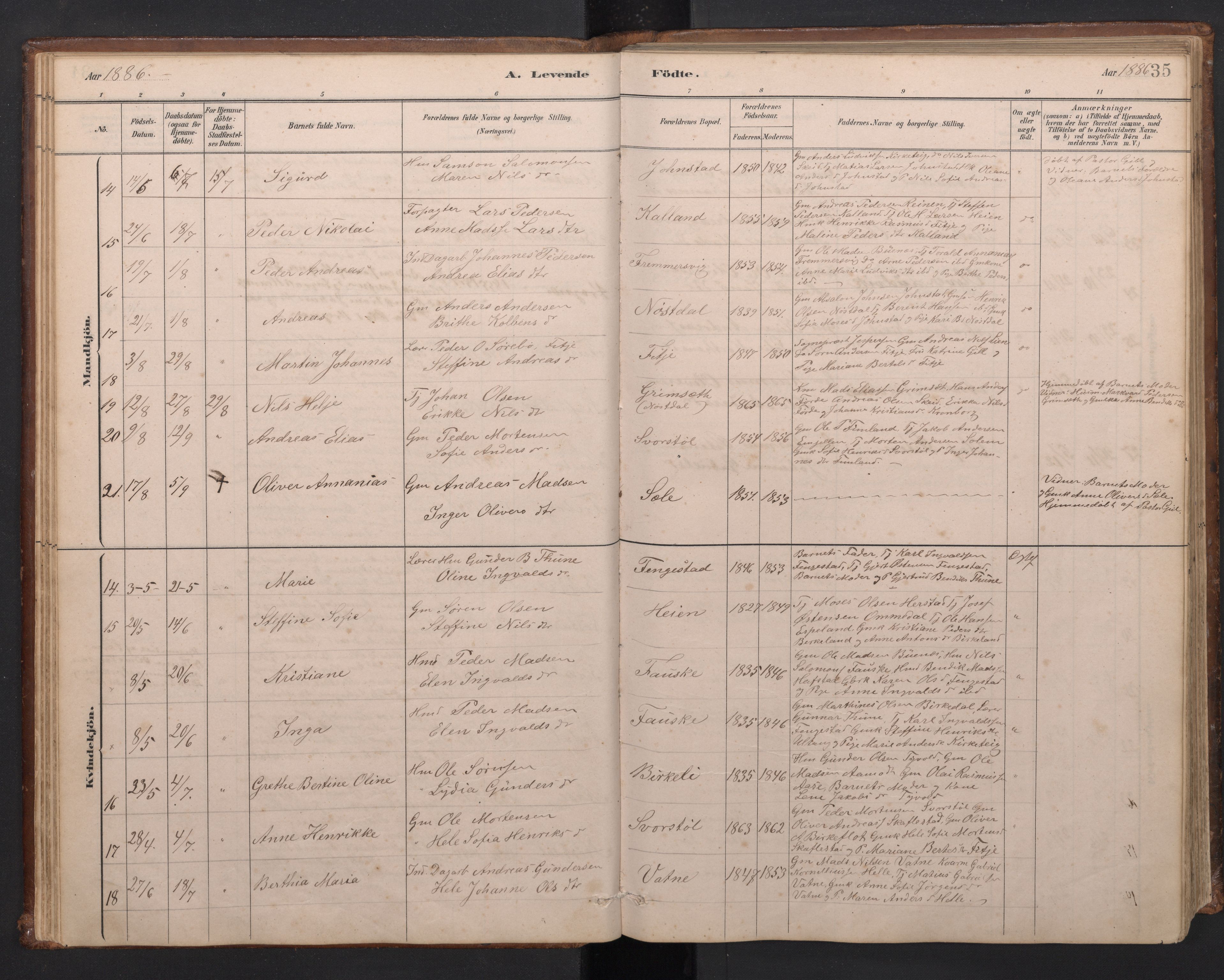 Førde sokneprestembete, AV/SAB-A-79901/H/Hab/Habd/L0003: Parish register (copy) no. D 3, 1881-1897, p. 34b-35a