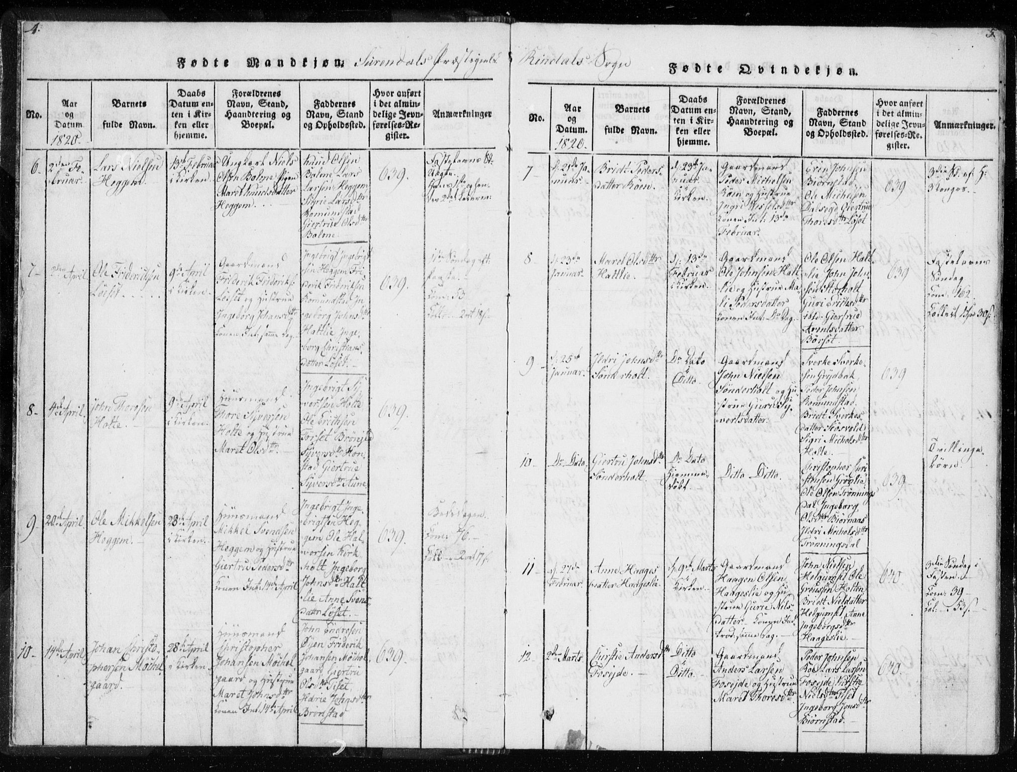 Ministerialprotokoller, klokkerbøker og fødselsregistre - Møre og Romsdal, AV/SAT-A-1454/595/L1041: Parish register (official) no. 595A03, 1819-1829, p. 4-5