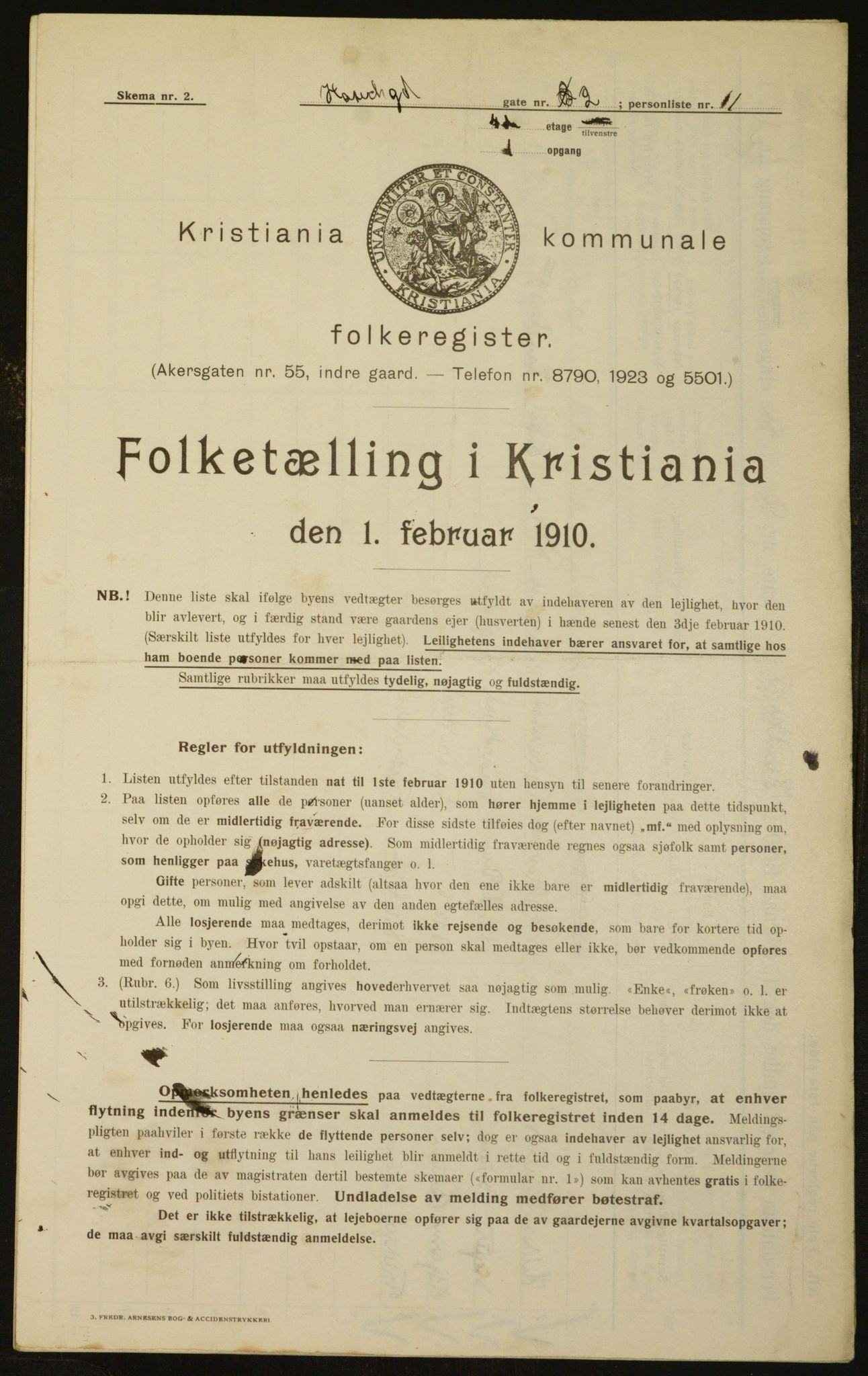 OBA, Municipal Census 1910 for Kristiania, 1910, p. 33248