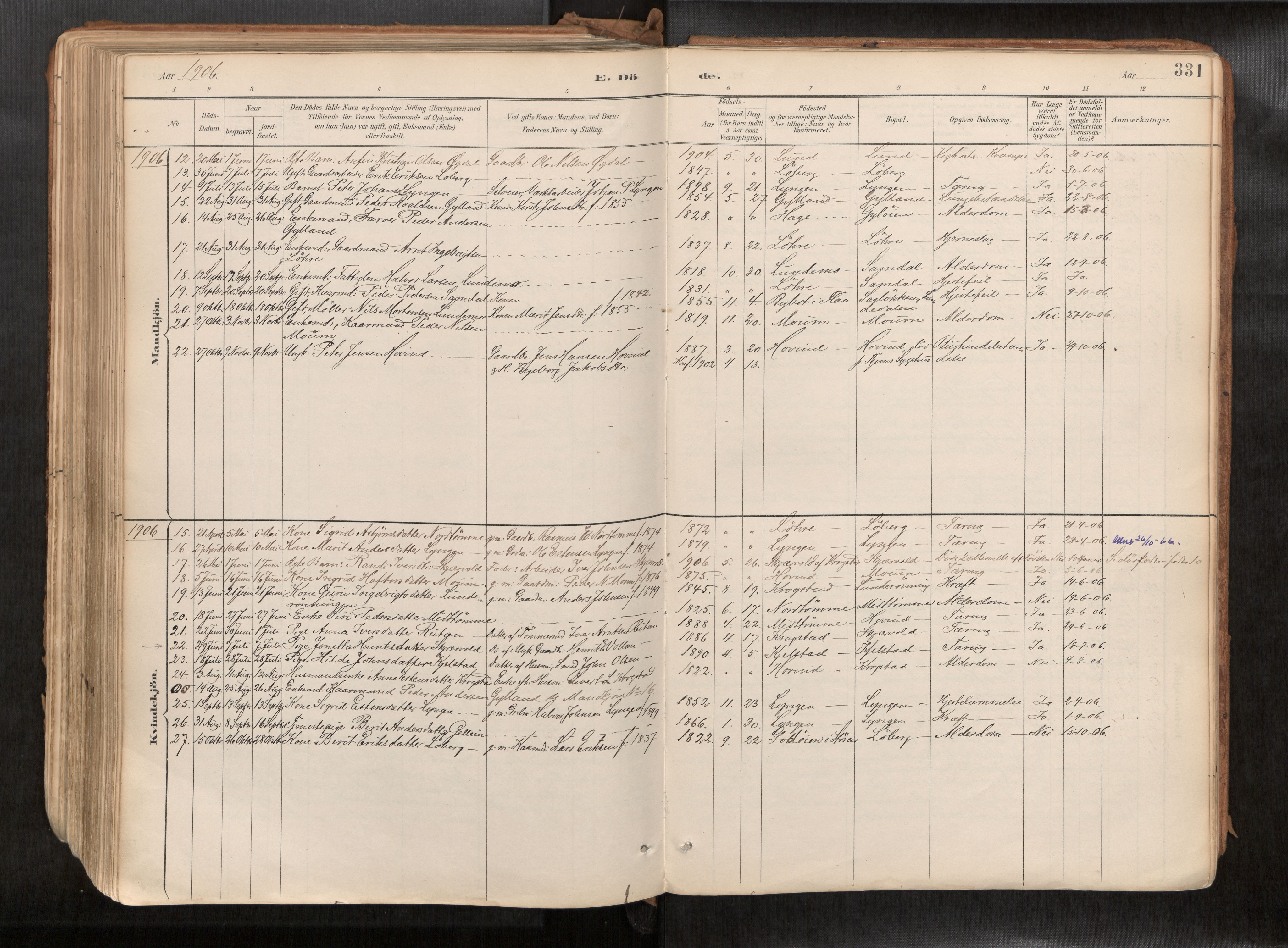 Ministerialprotokoller, klokkerbøker og fødselsregistre - Sør-Trøndelag, SAT/A-1456/692/L1105b: Parish register (official) no. 692A06, 1891-1934, p. 331