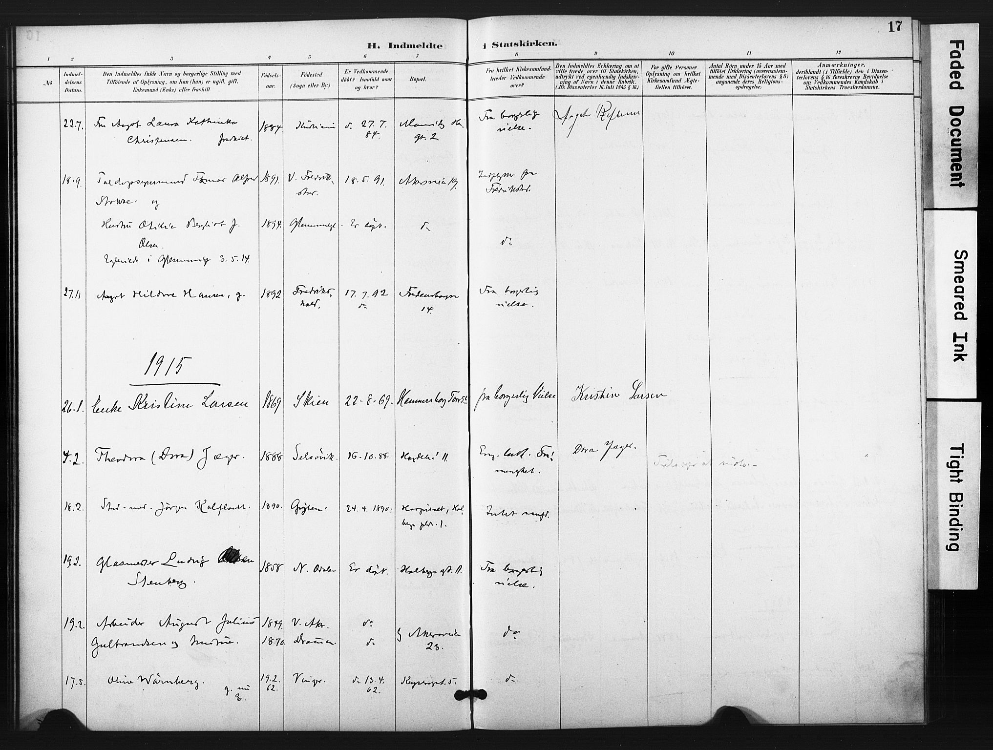 Trefoldighet prestekontor Kirkebøker, SAO/A-10882/F/Ff/L0002: Parish register (official) no. VI 2, 1891-1918, p. 17