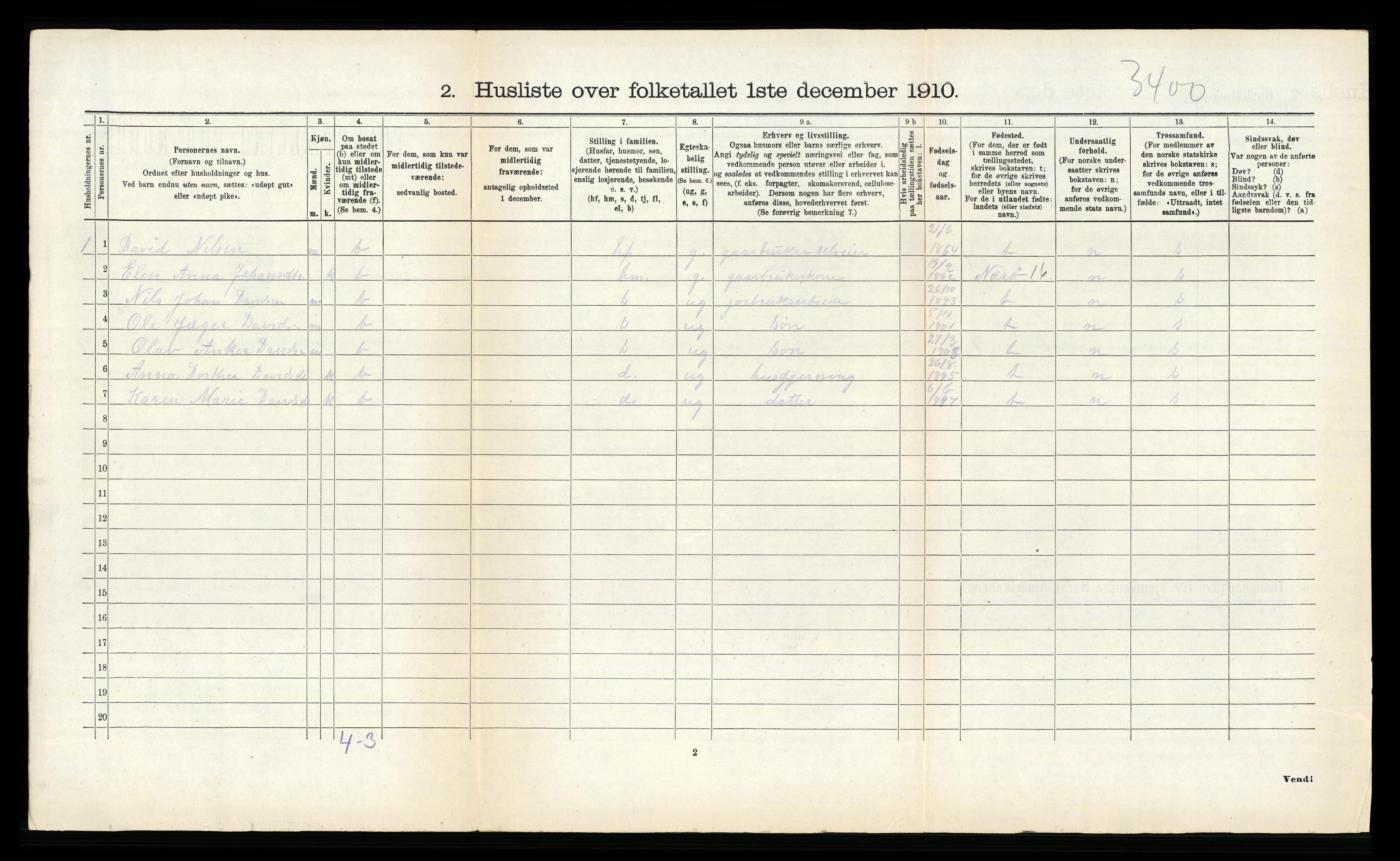 RA, 1910 census for Hemnes, 1910, p. 1257