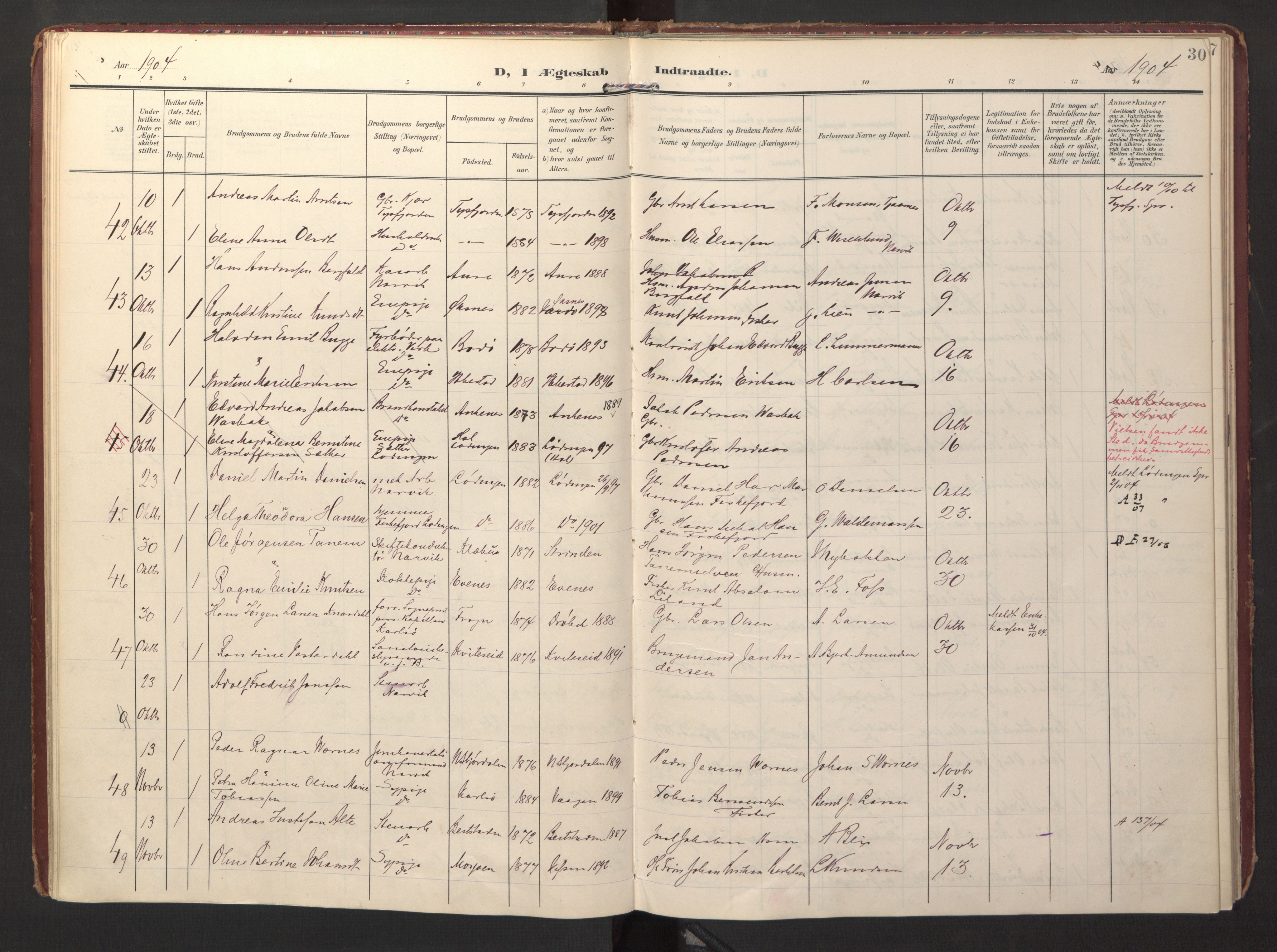 Ministerialprotokoller, klokkerbøker og fødselsregistre - Nordland, AV/SAT-A-1459/871/L0999: Parish register (official) no. 871A15, 1902-1917, p. 30