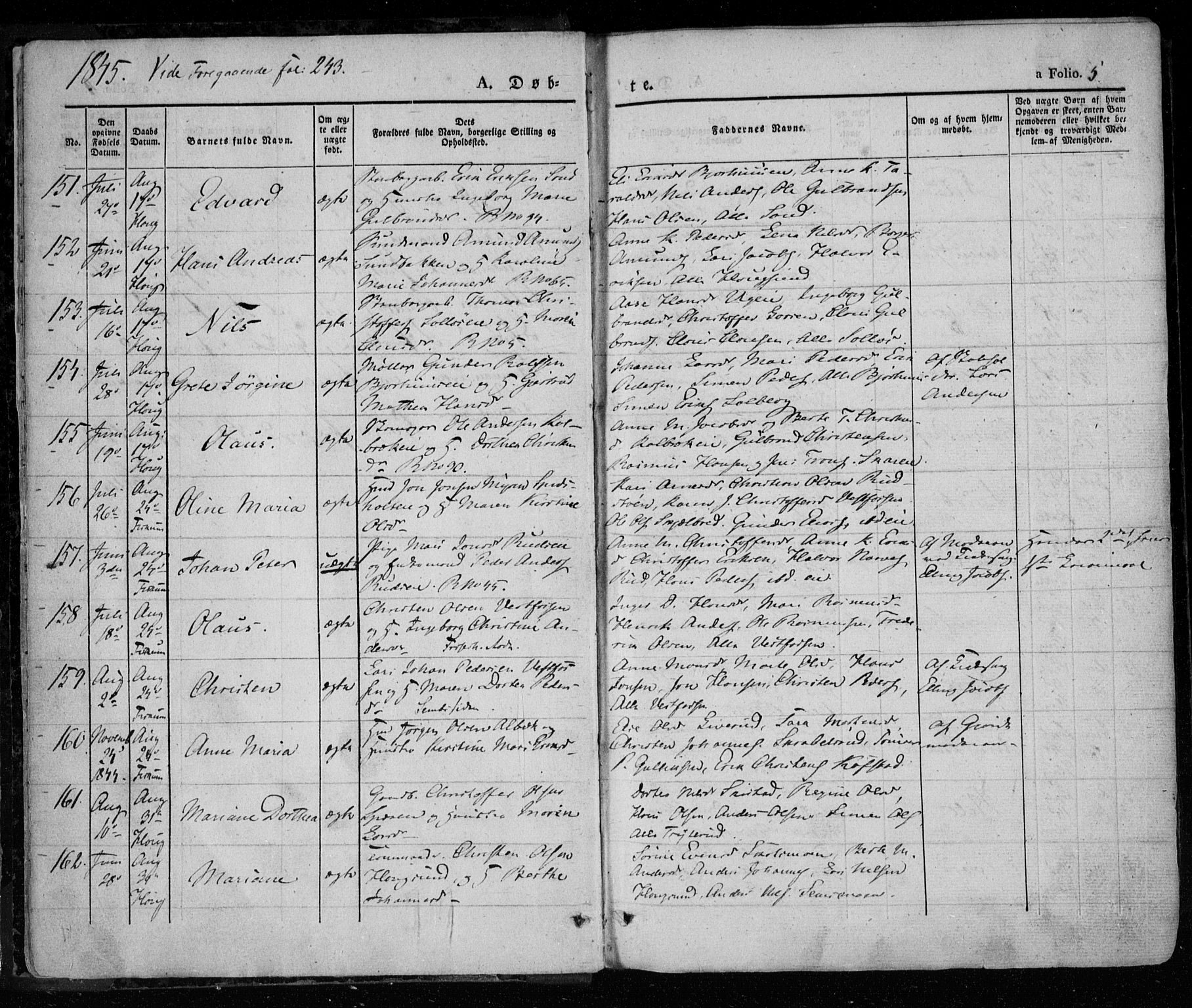 Eiker kirkebøker, SAKO/A-4/F/Fa/L0013a: Parish register (official) no. I 13A, 1832-1845, p. 5