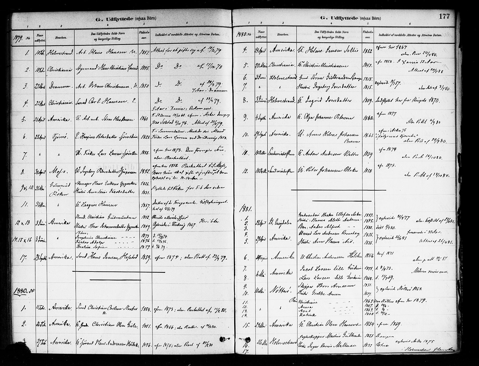 Asker prestekontor Kirkebøker, SAO/A-10256a/F/Fa/L0014: Parish register (official) no. I 14, 1879-1900, p. 177