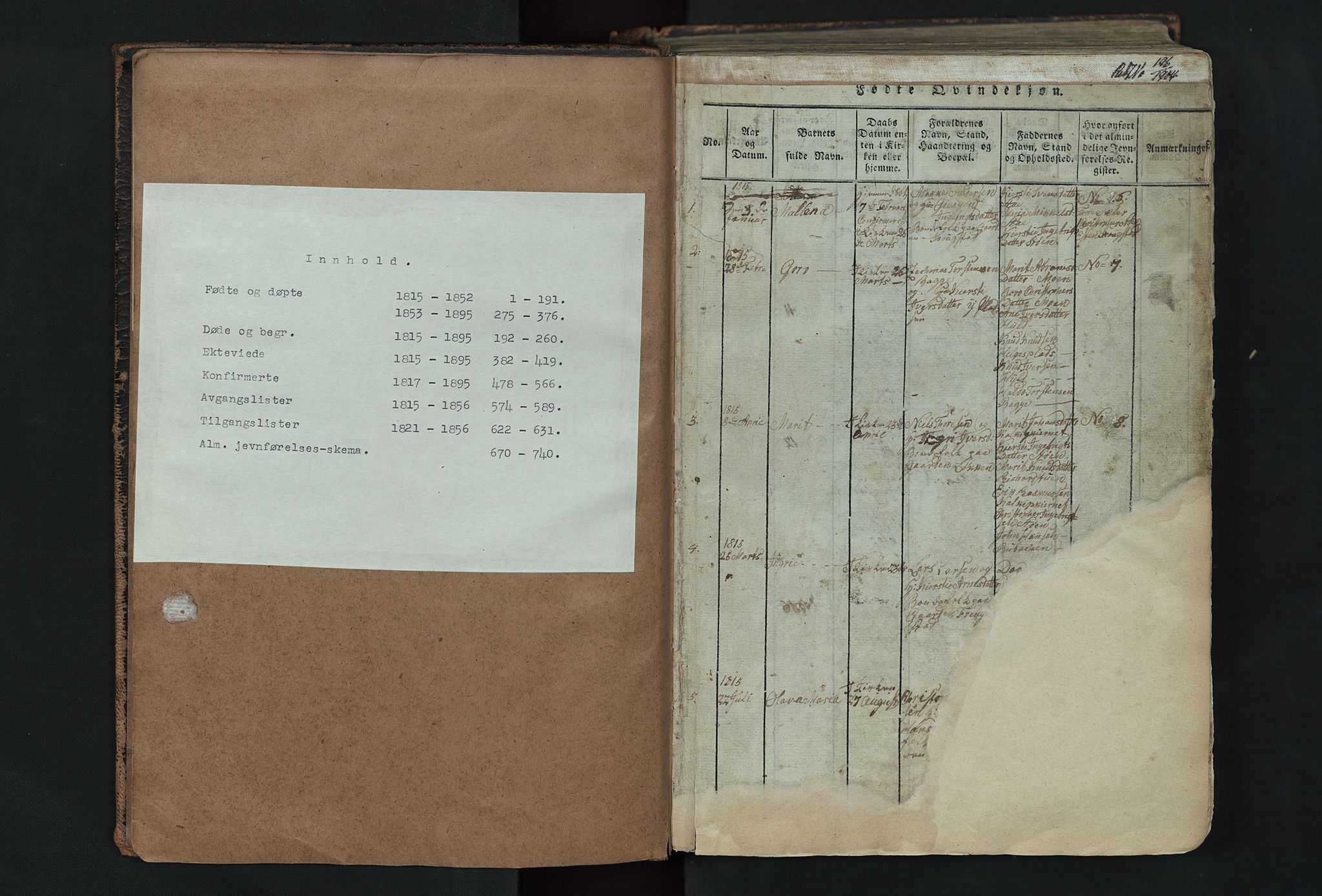 Kvikne prestekontor, SAH/PREST-064/H/Ha/Hab/L0001: Parish register (copy) no. 1, 1815-1895