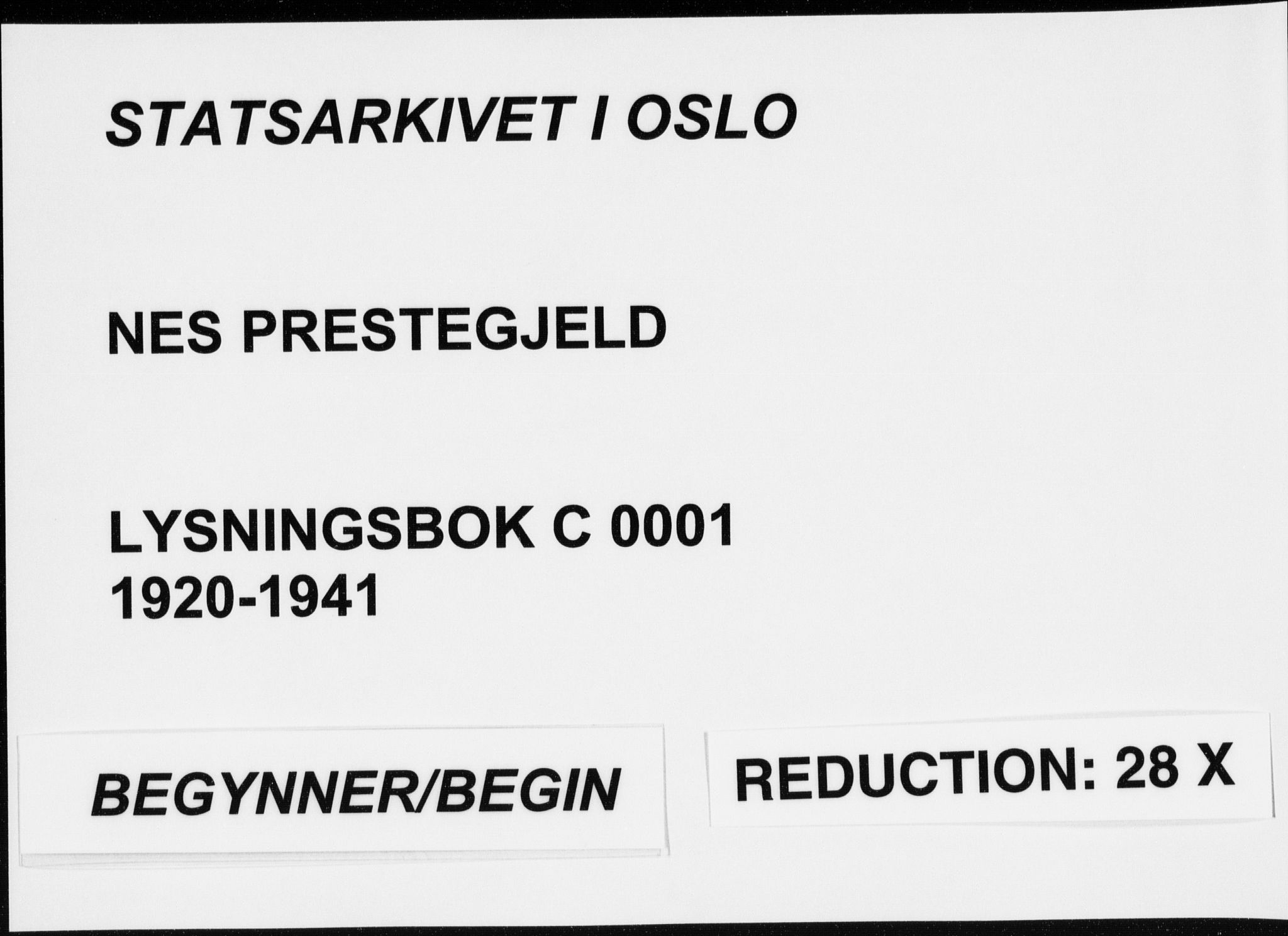 Nes prestekontor Kirkebøker, AV/SAO-A-10410/H/L0001: Banns register no. 1, 1920-1941