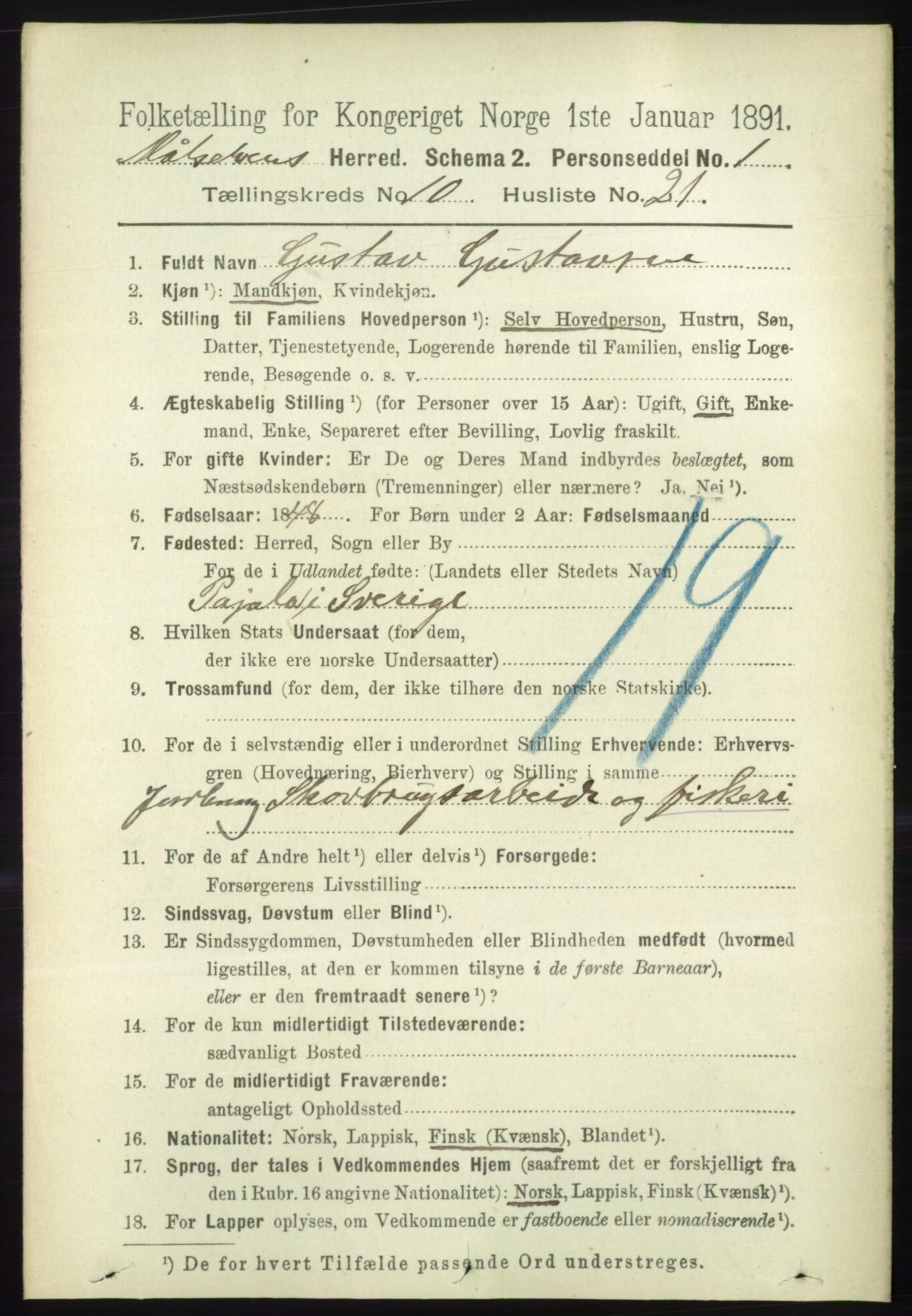 RA, 1891 census for 1924 Målselv, 1891, p. 3158