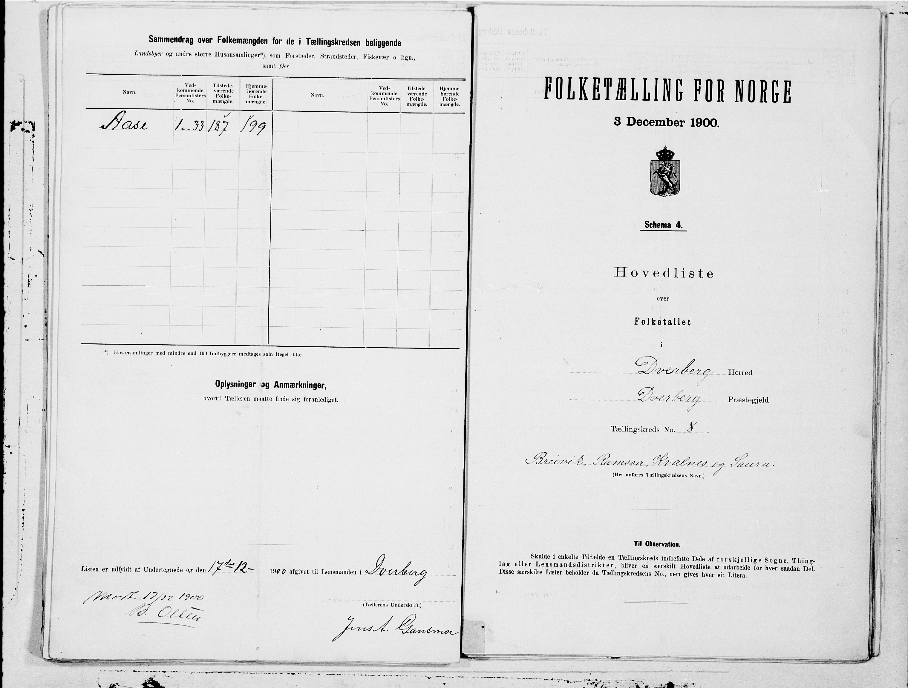 SAT, 1900 census for Dverberg, 1900, p. 16