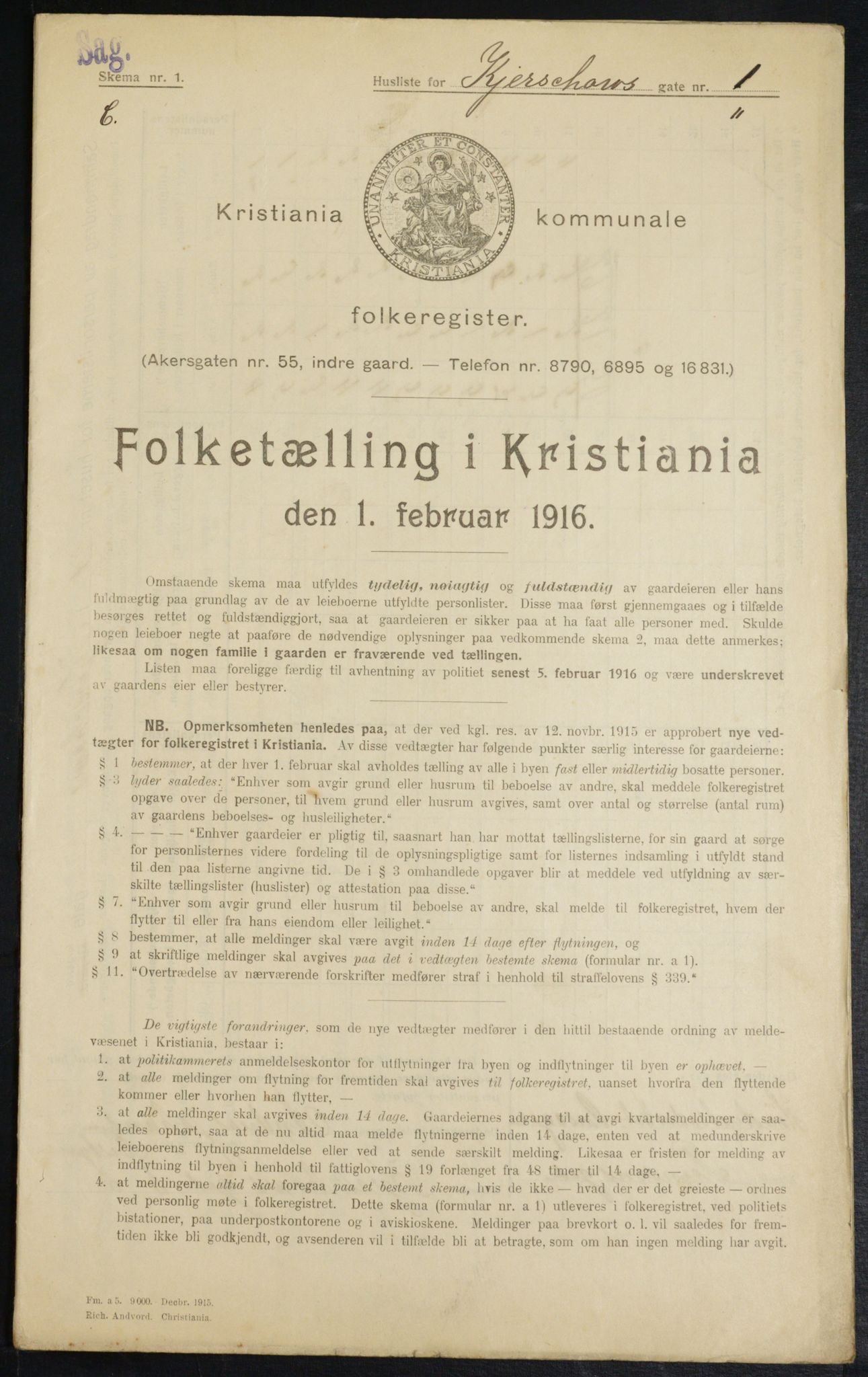 OBA, Municipal Census 1916 for Kristiania, 1916, p. 50459