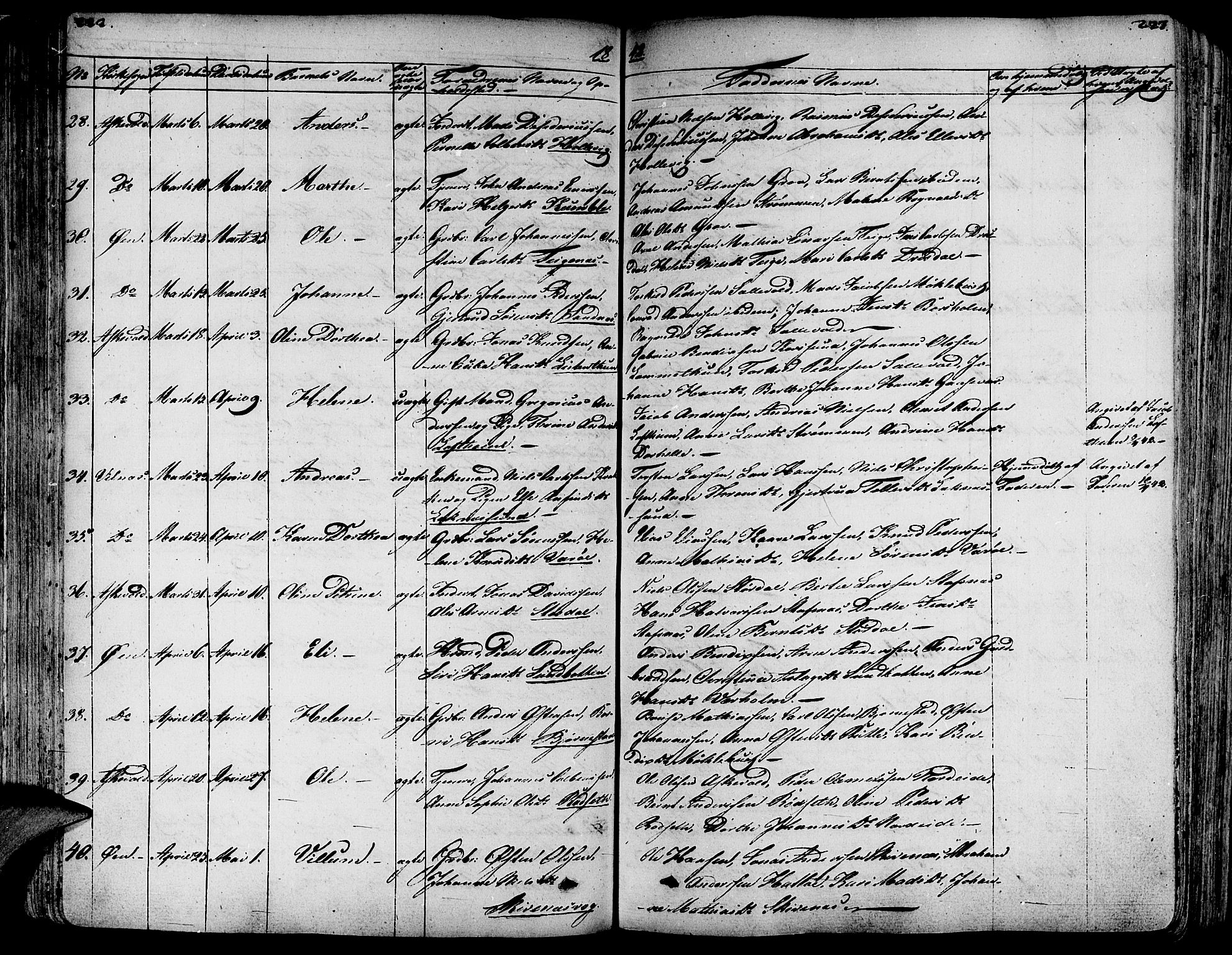 Askvoll sokneprestembete, AV/SAB-A-79501/H/Haa/Haaa/L0010: Parish register (official) no. A 10, 1821-1844, p. 222-223