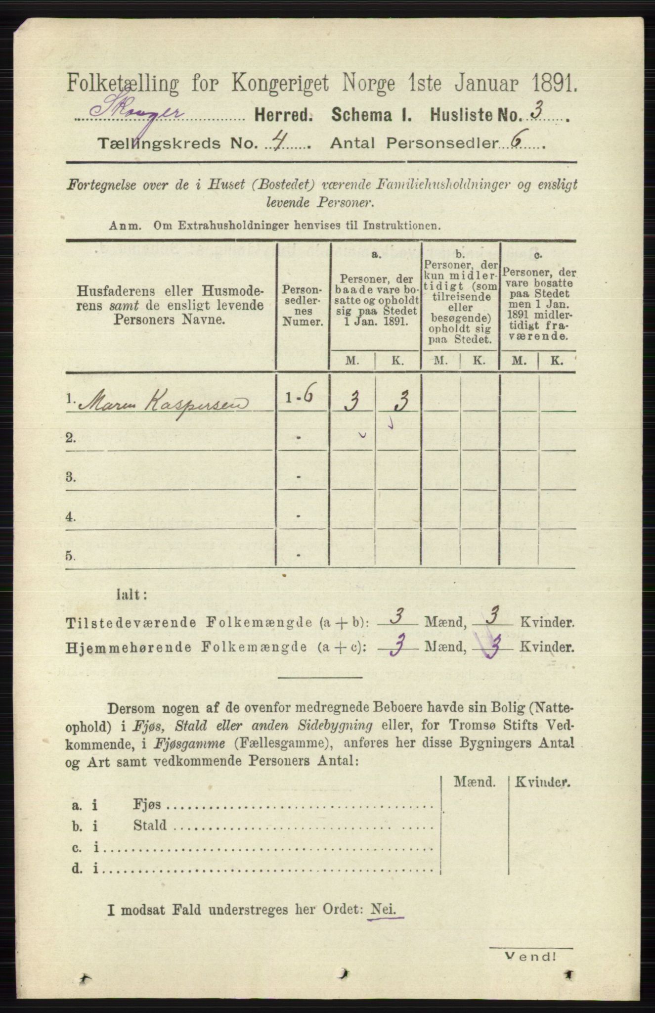 RA, 1891 census for 0712 Skoger, 1891, p. 2155