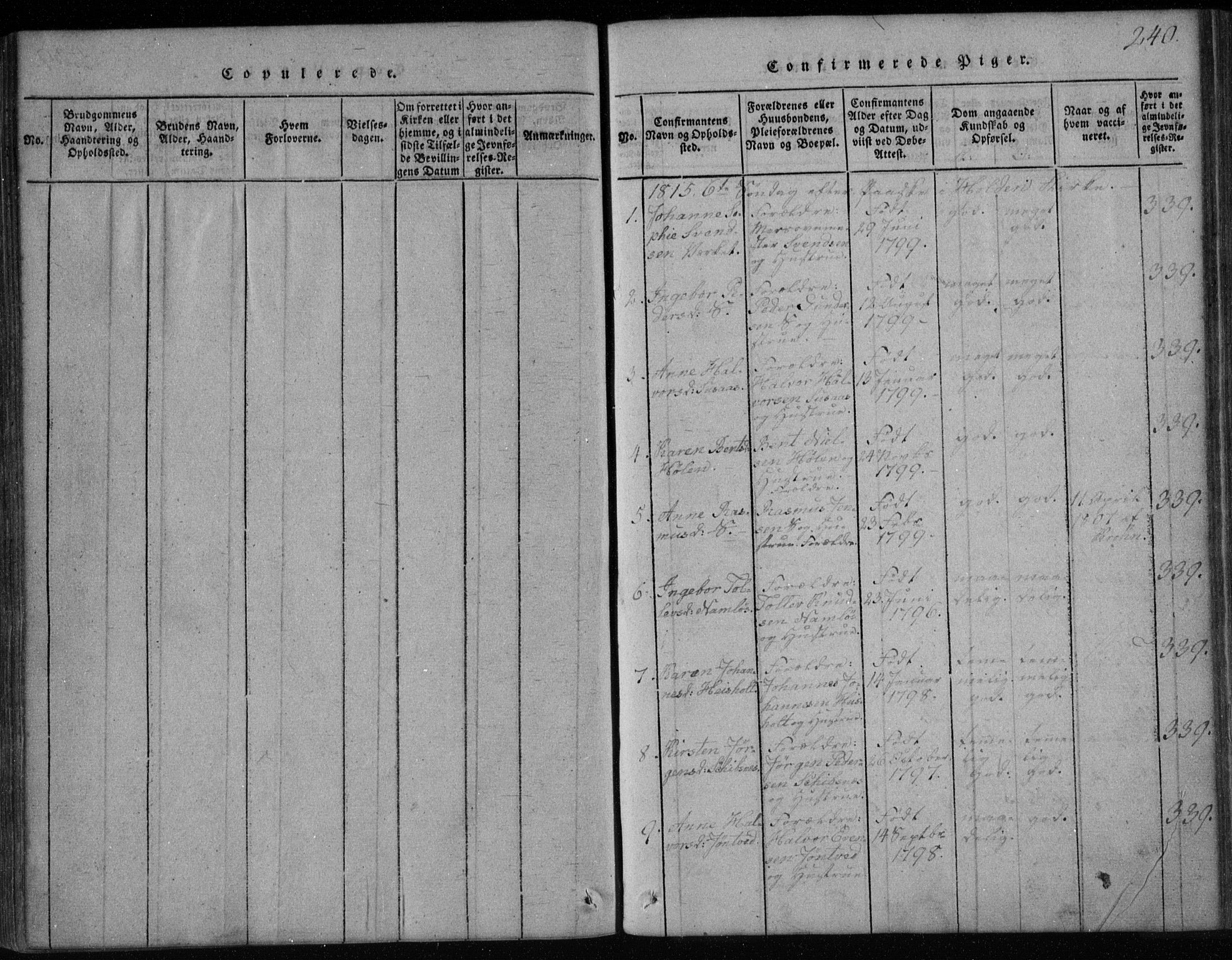 Holla kirkebøker, SAKO/A-272/F/Fa/L0003: Parish register (official) no. 3, 1815-1830, p. 240