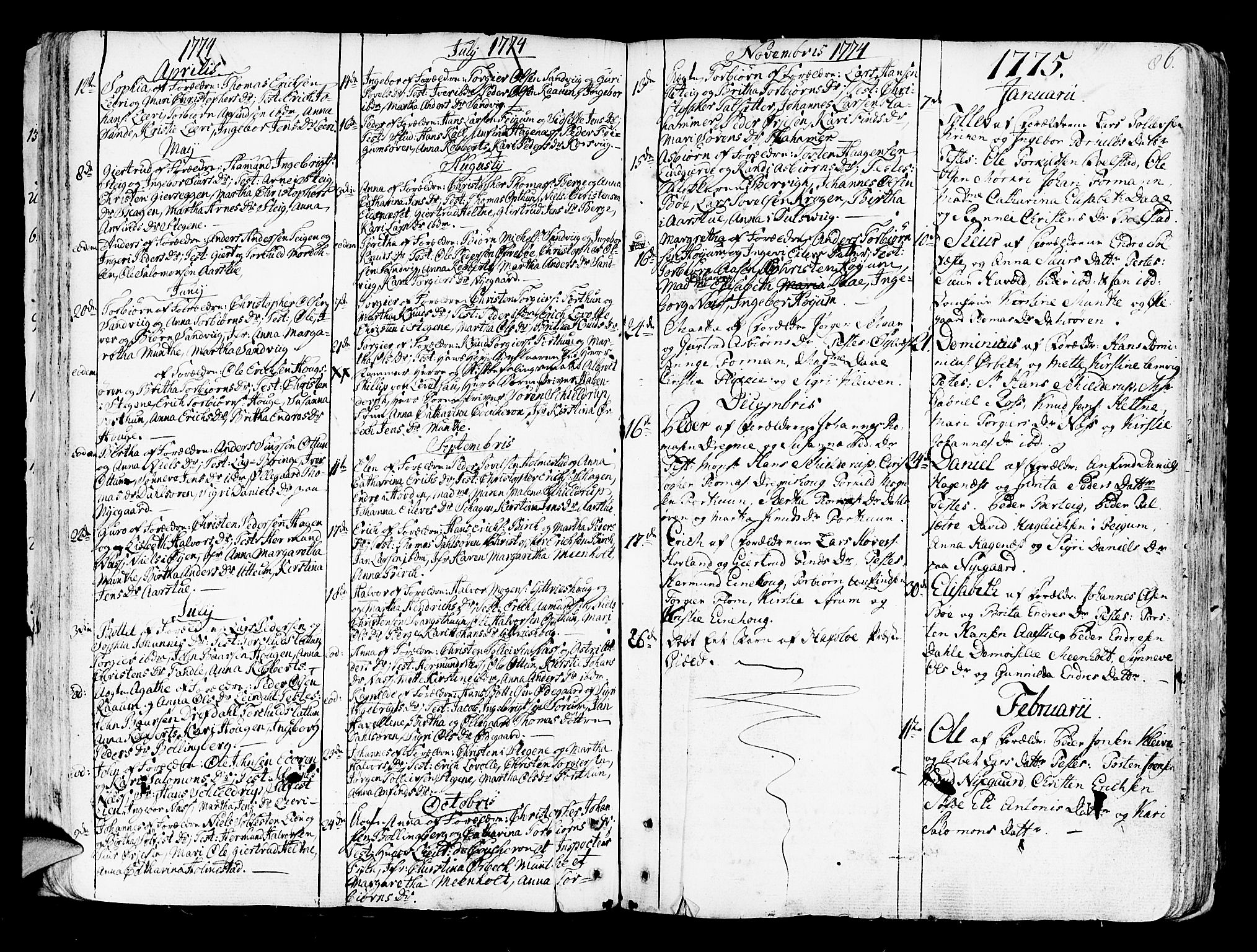 Luster sokneprestembete, SAB/A-81101/H/Haa/Haaa/L0001: Parish register (official) no. A 1, 1731-1803, p. 86