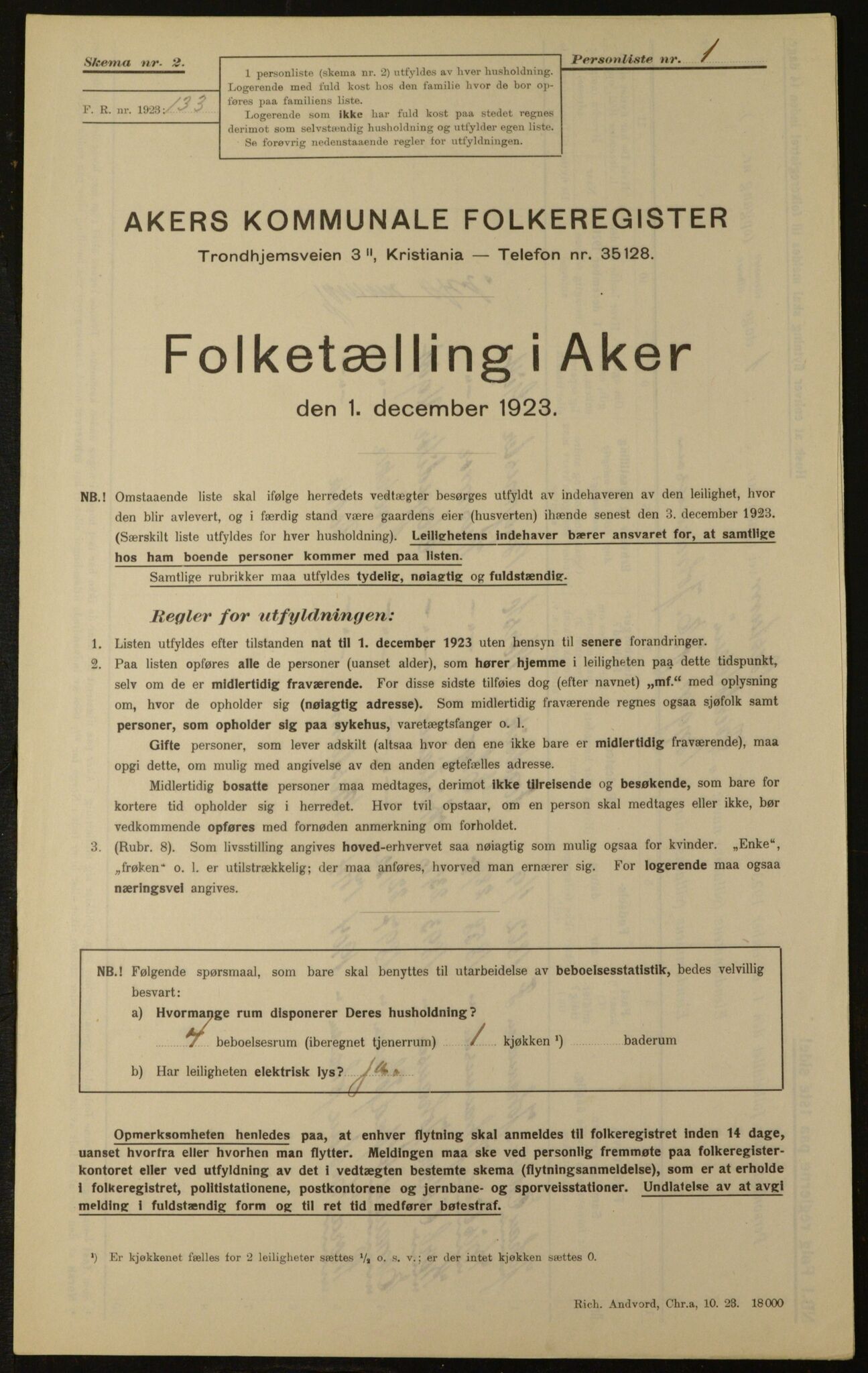 , Municipal Census 1923 for Aker, 1923, p. 753