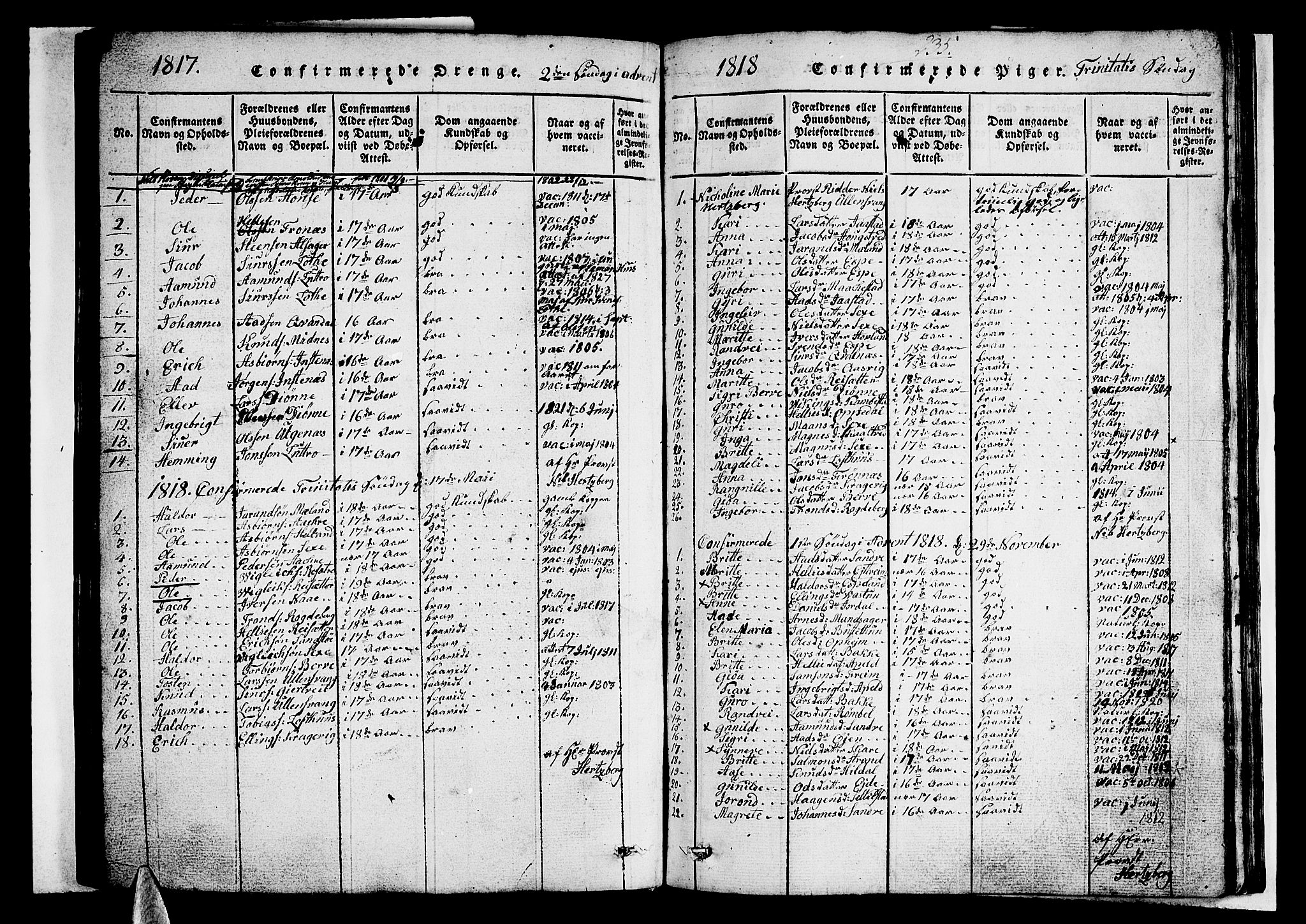 Ullensvang sokneprestembete, AV/SAB-A-78701/H/Hab: Parish register (copy) no. A 3, 1817-1825, p. 235