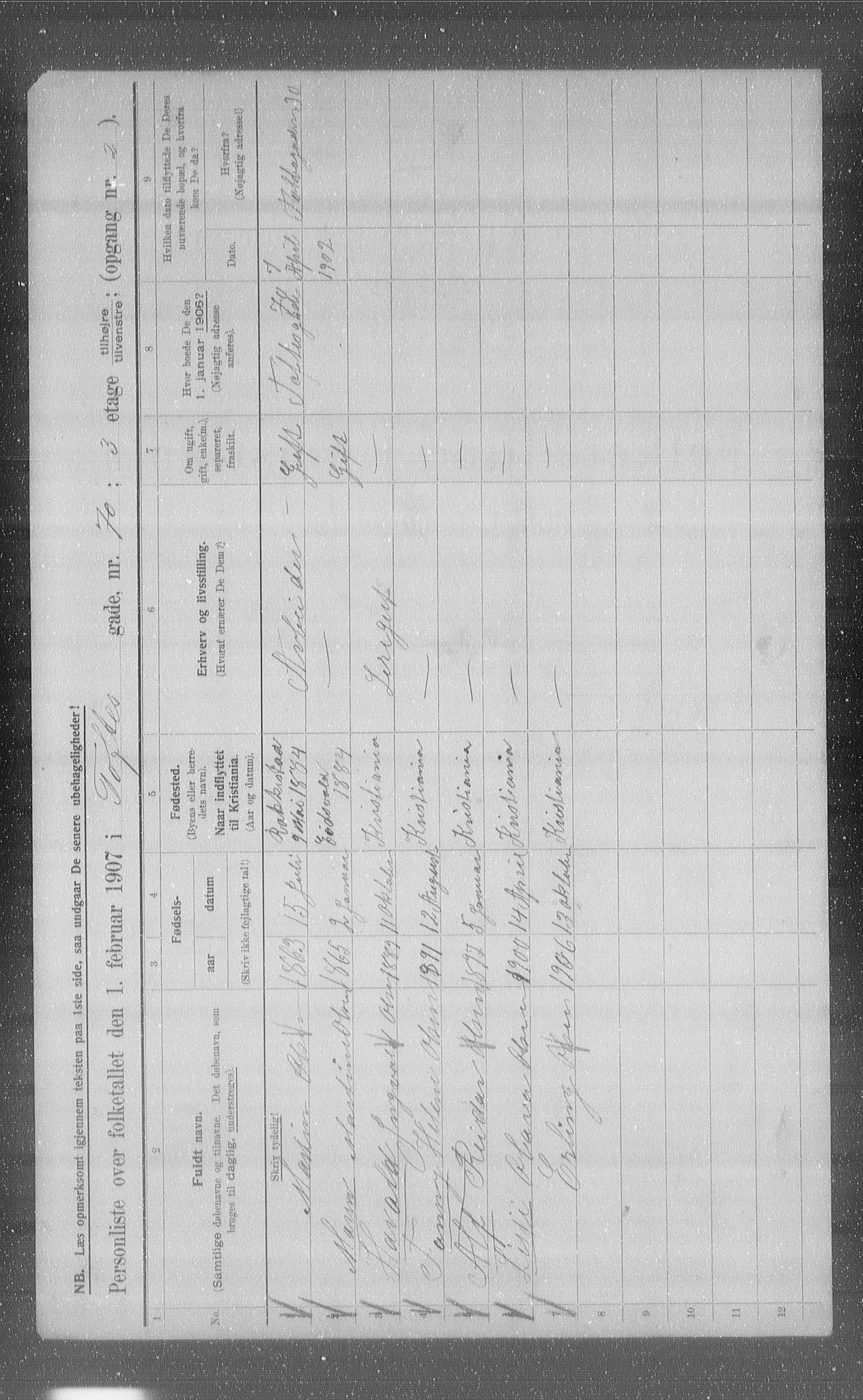 OBA, Municipal Census 1907 for Kristiania, 1907, p. 57421