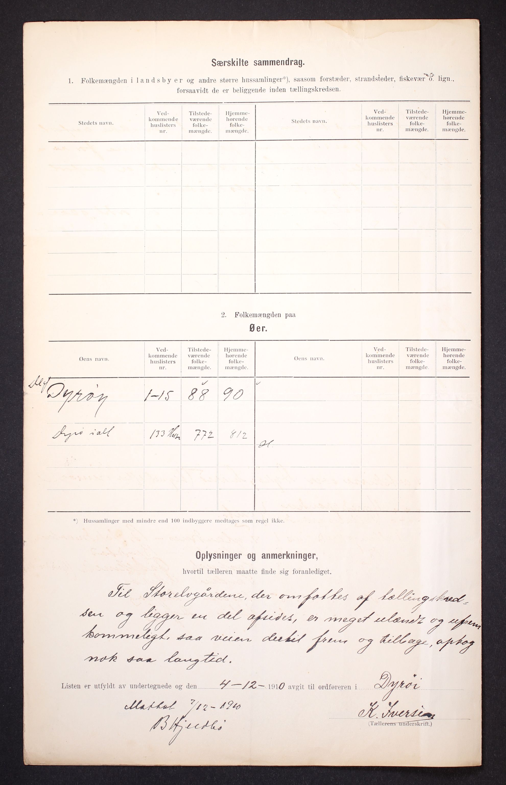 RA, 1910 census for Dyrøy, 1910, p. 21