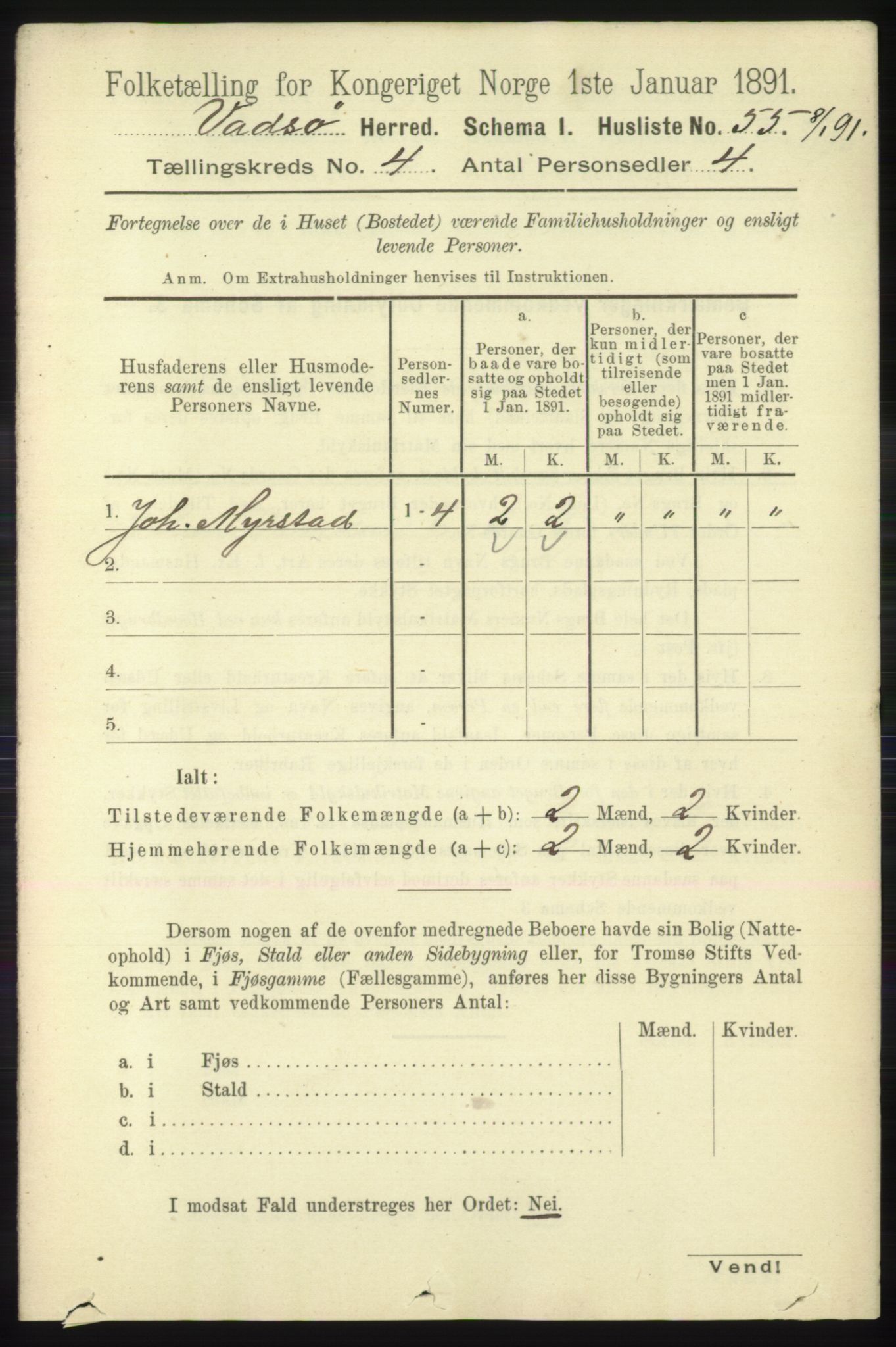 RA, 1891 census for 2029 Vadsø, 1891, p. 1198