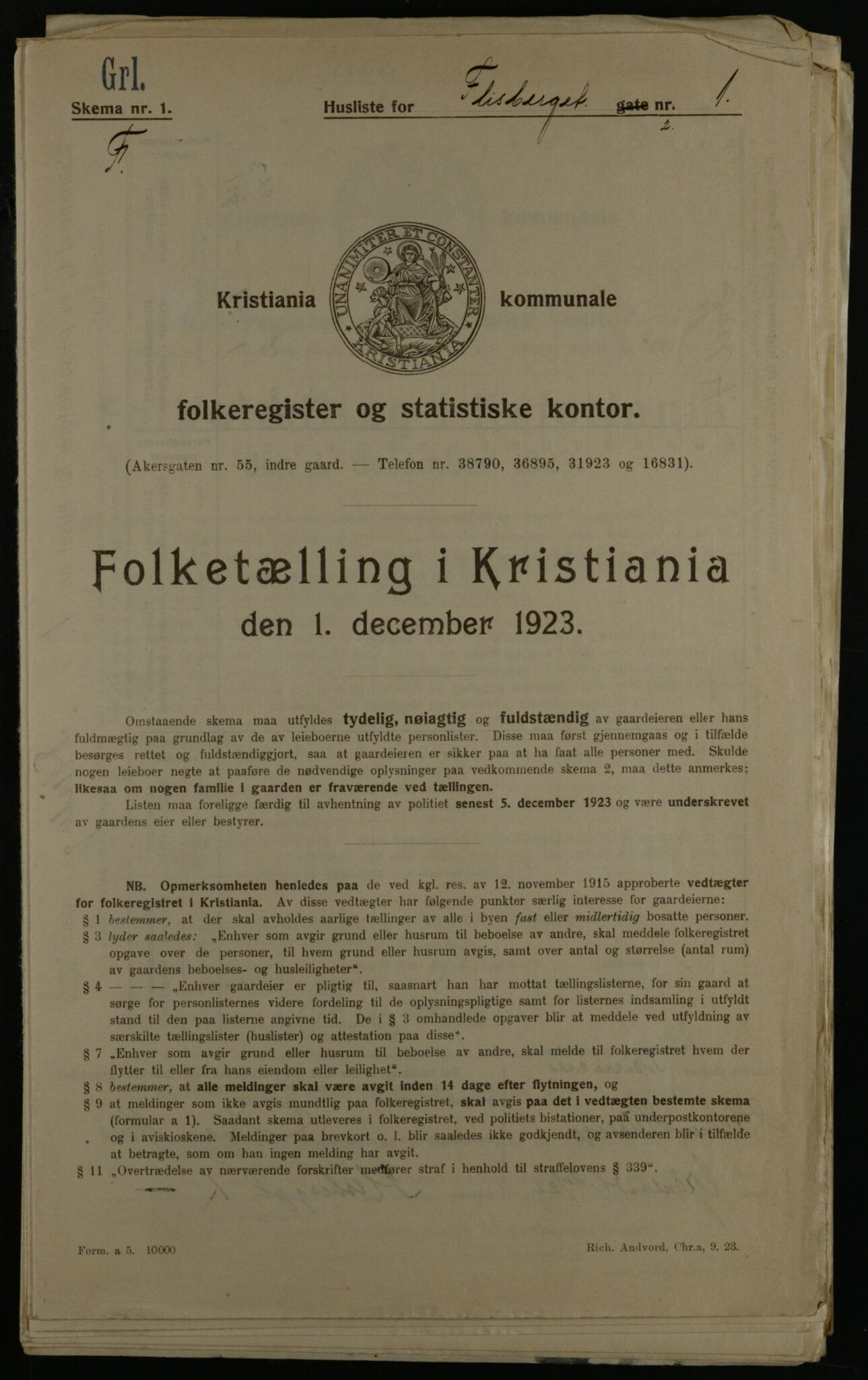 OBA, Municipal Census 1923 for Kristiania, 1923, p. 27682