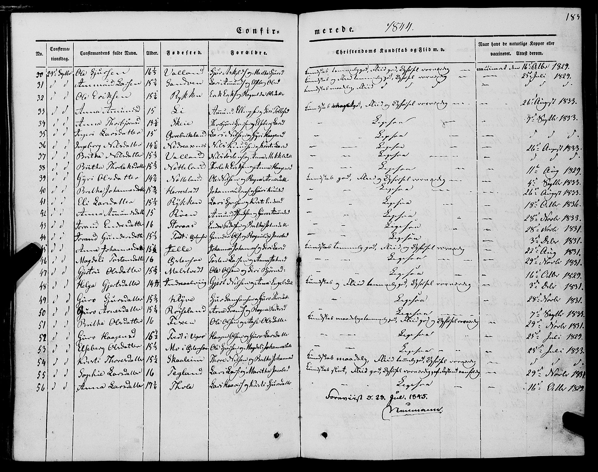 Kvam sokneprestembete, AV/SAB-A-76201/H/Haa: Parish register (official) no. A 8, 1844-1863, p. 183