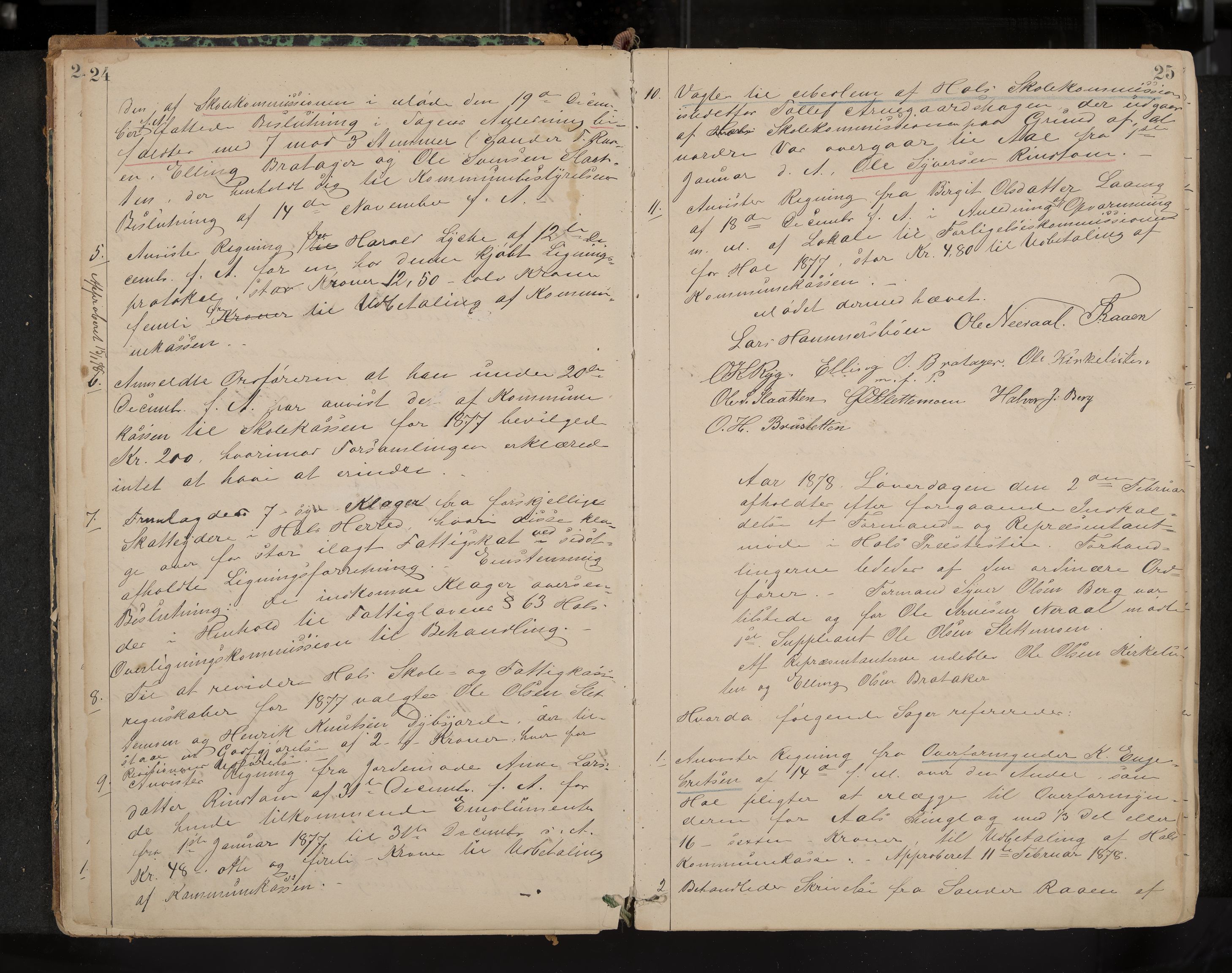 Hol formannskap og sentraladministrasjon, IKAK/0620021-1/A/L0001: Møtebok, 1877-1893, p. 24-25