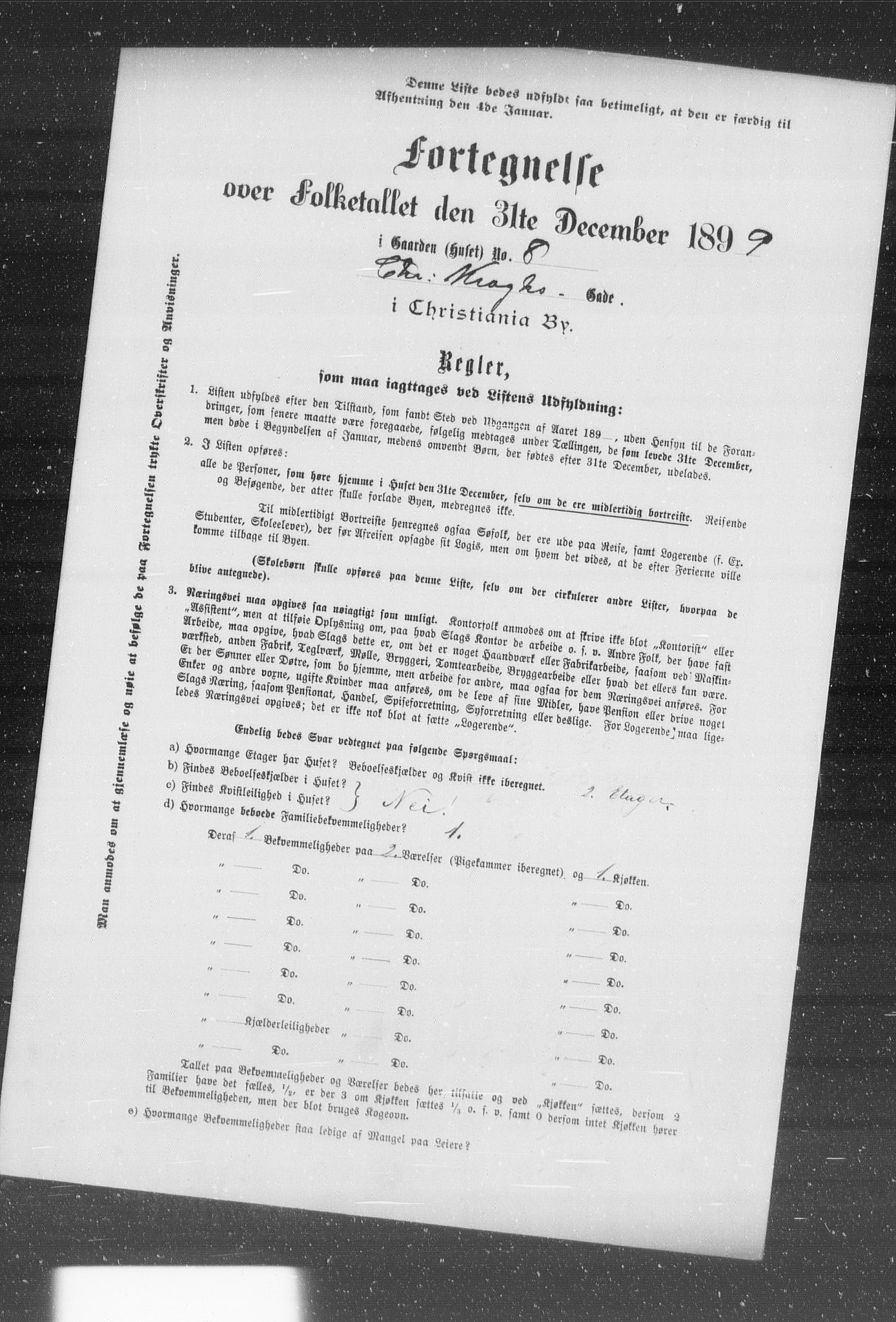 OBA, Municipal Census 1899 for Kristiania, 1899, p. 1580