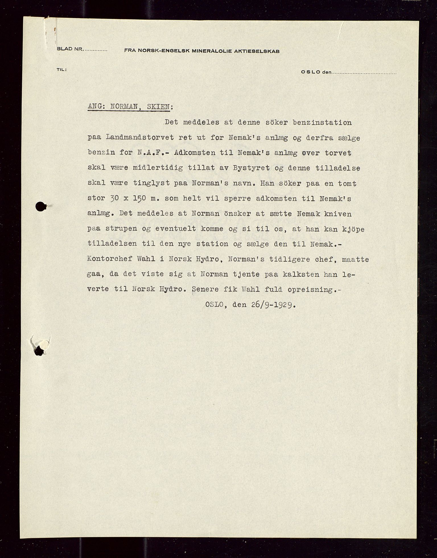 Pa 1521 - A/S Norske Shell, AV/SAST-A-101915/E/Ea/Eaa/L0018: Sjefskorrespondanse, 1929, p. 260