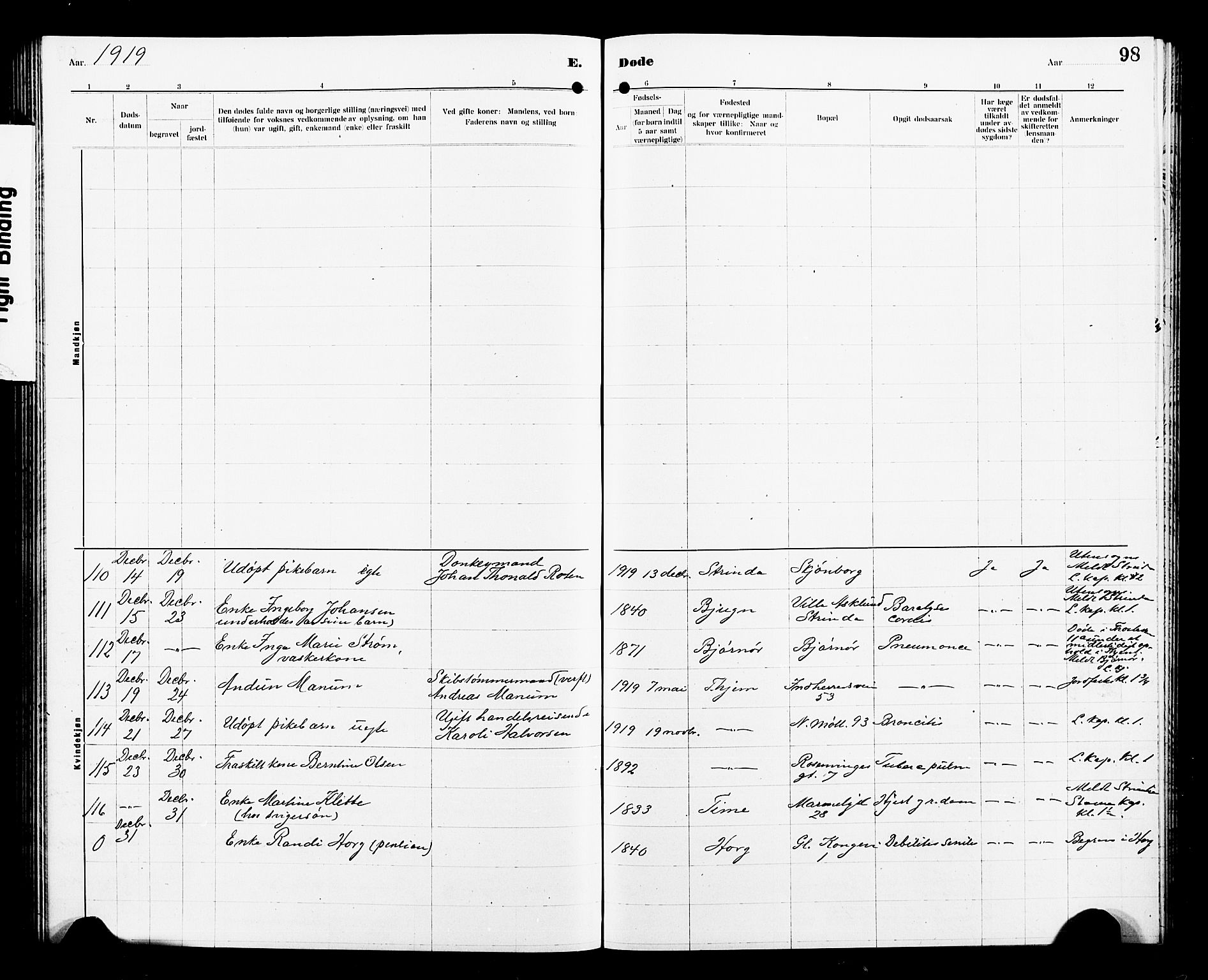 Ministerialprotokoller, klokkerbøker og fødselsregistre - Sør-Trøndelag, AV/SAT-A-1456/605/L0257: Parish register (copy) no. 605C04, 1916-1922, p. 98