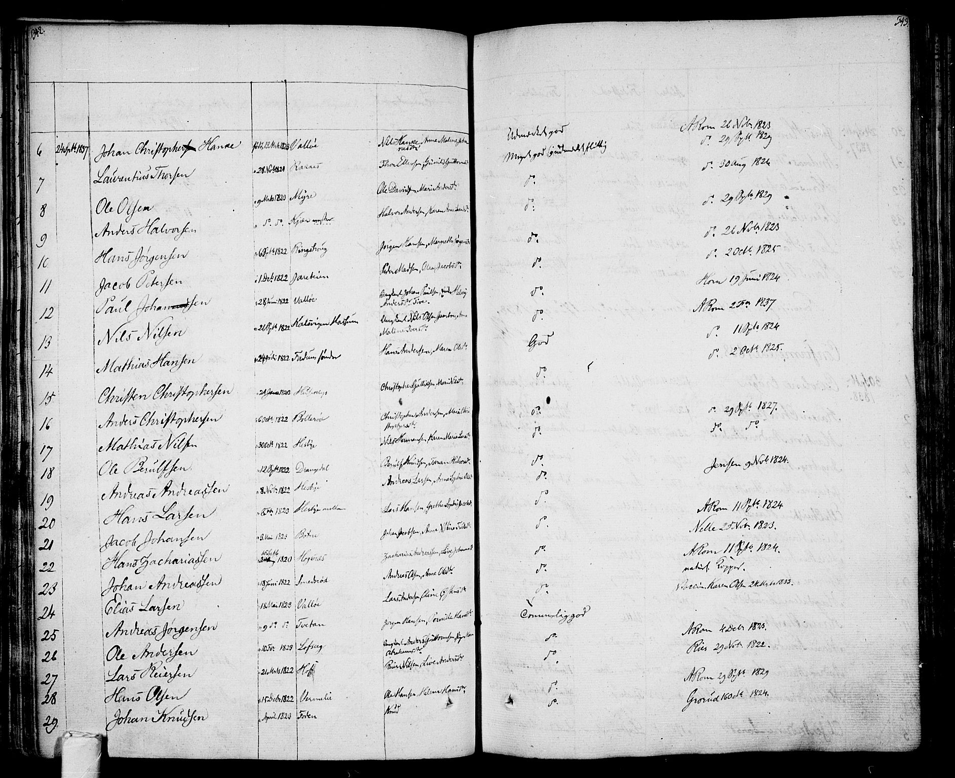 Sem kirkebøker, AV/SAKO-A-5/F/Fa/L0005: Parish register (official) no. I 5, 1825-1842, p. 342-343