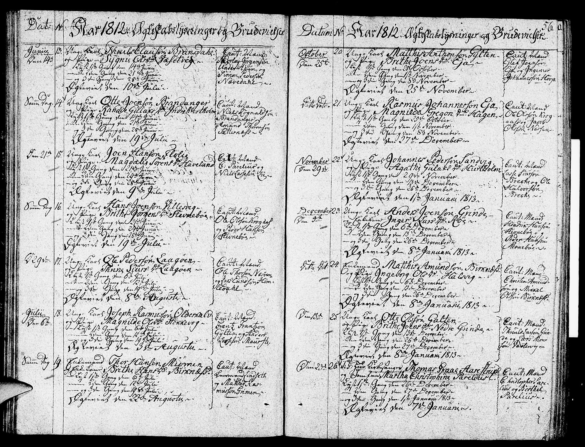 Gulen sokneprestembete, AV/SAB-A-80201/H/Haa/Haaa/L0017: Parish register (official) no. A 17, 1809-1825, p. 56