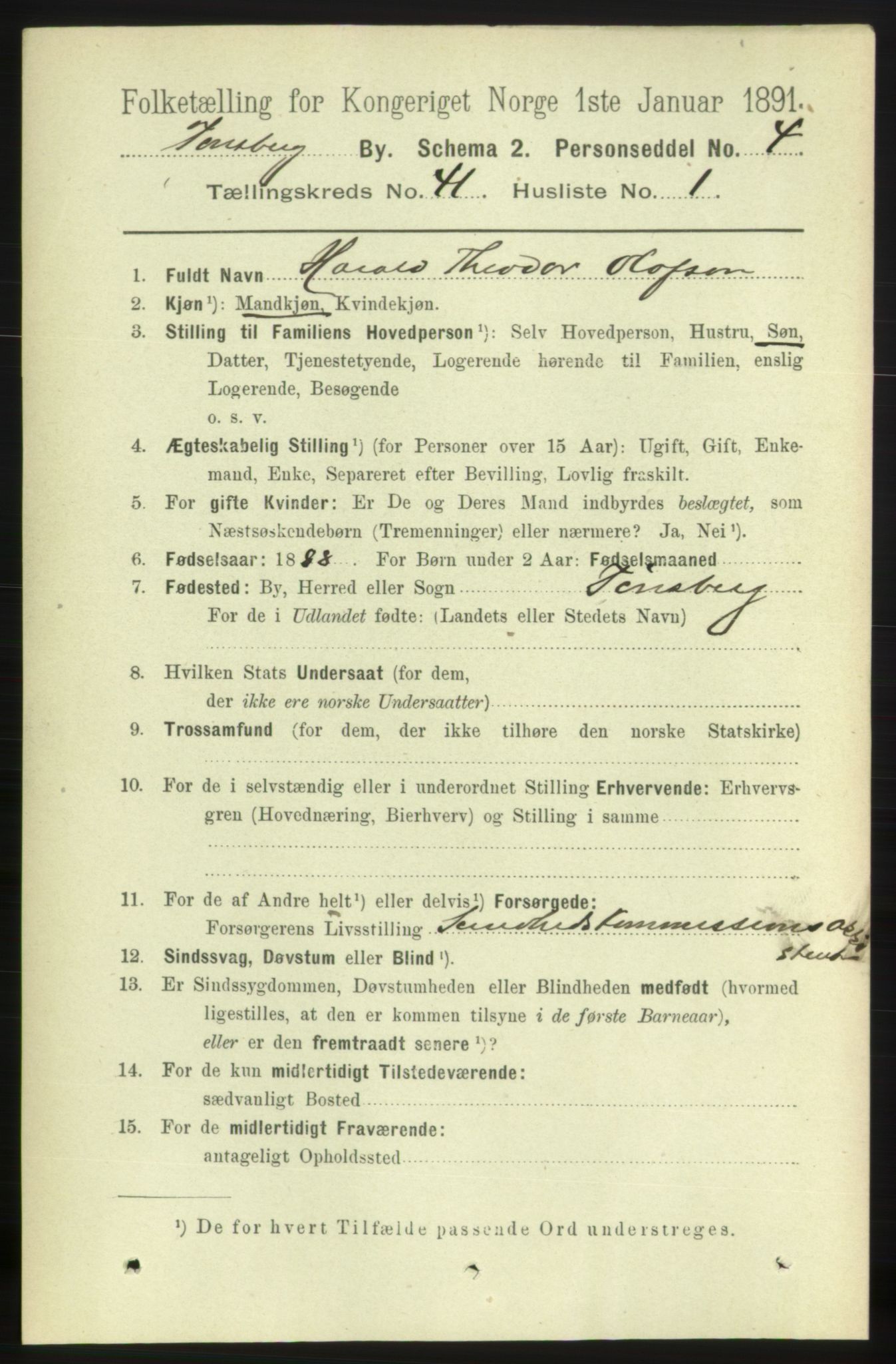 RA, 1891 census for 0705 Tønsberg, 1891, p. 8752