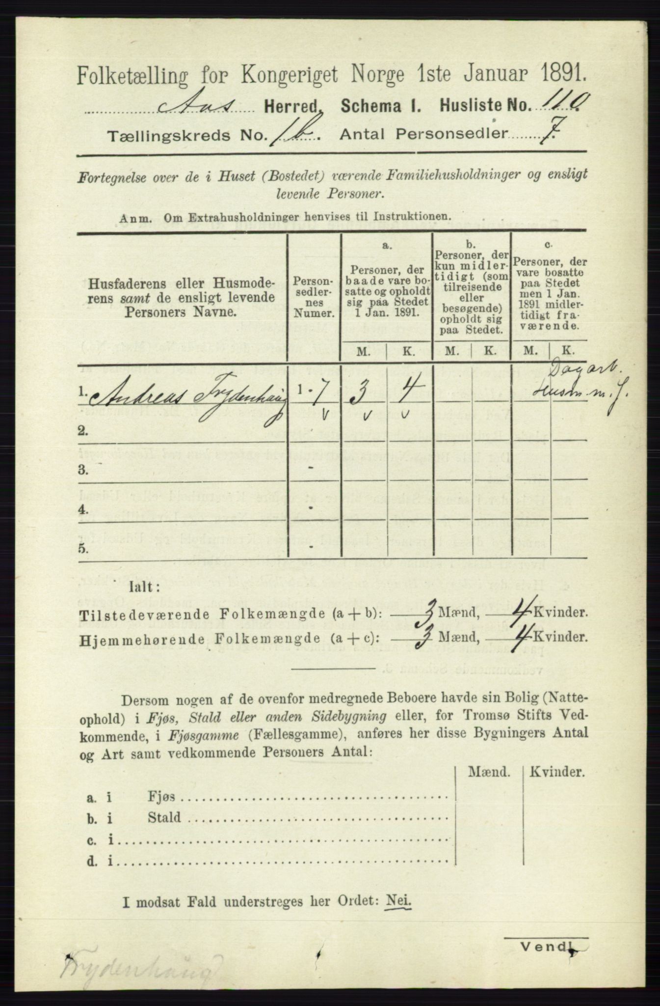 RA, 1891 census for 0214 Ås, 1891, p. 732