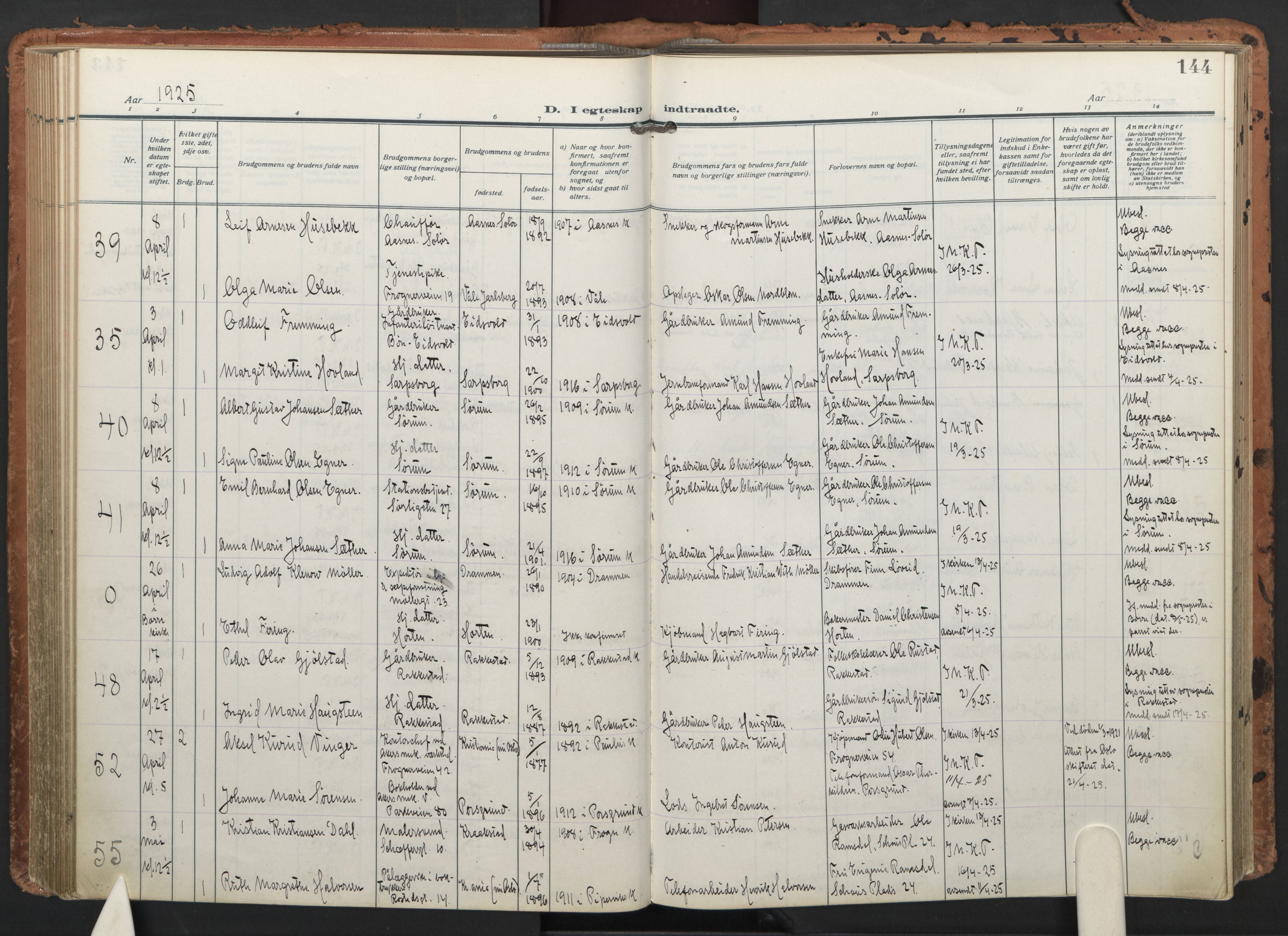 Trefoldighet prestekontor Kirkebøker, AV/SAO-A-10882/F/Fc/L0008: Parish register (official) no. III 8, 1920-1932, p. 144