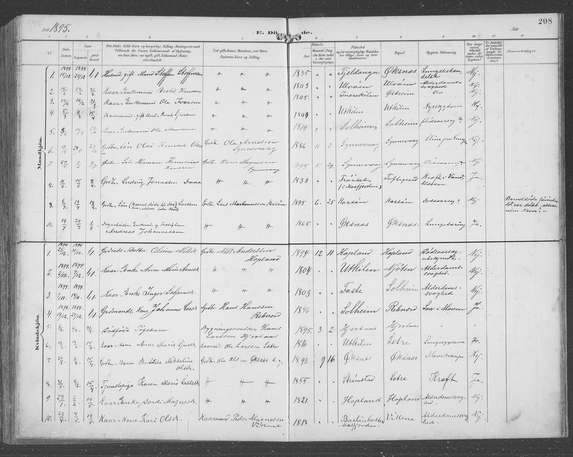 Lindås Sokneprestembete, AV/SAB-A-76701/H/Hab/Habc/L0004: Parish register (copy) no. C 4, 1894-1910, p. 208