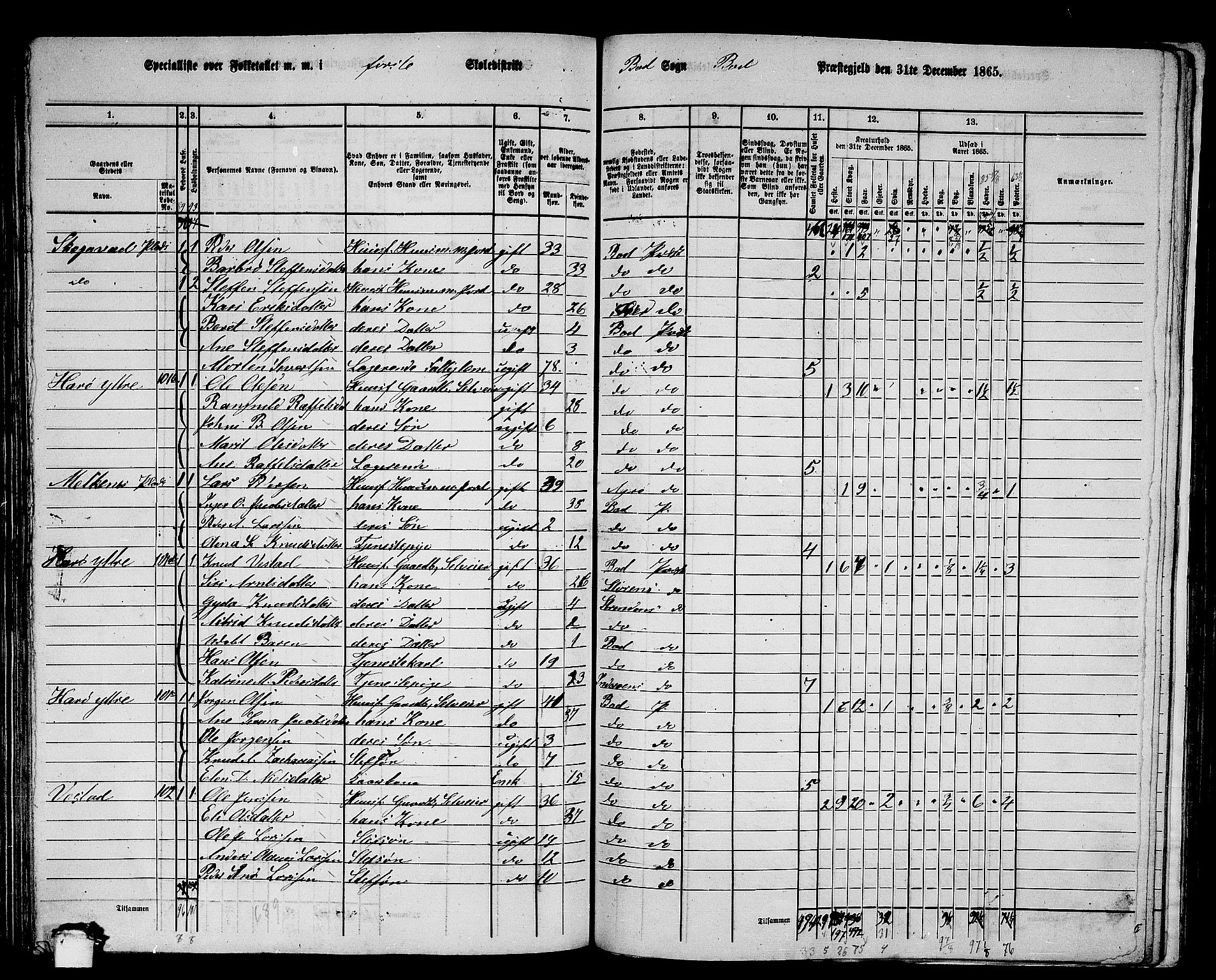 RA, 1865 census for Bud, 1865, p. 73