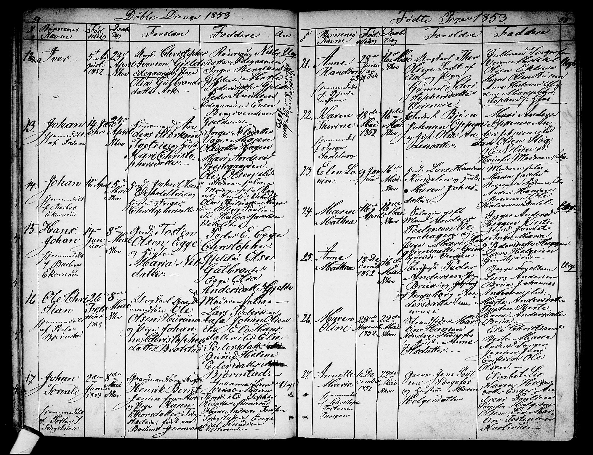 Norderhov kirkebøker, AV/SAKO-A-237/G/Ga/L0005: Parish register (copy) no. I 5, 1849-1863, p. 54-55