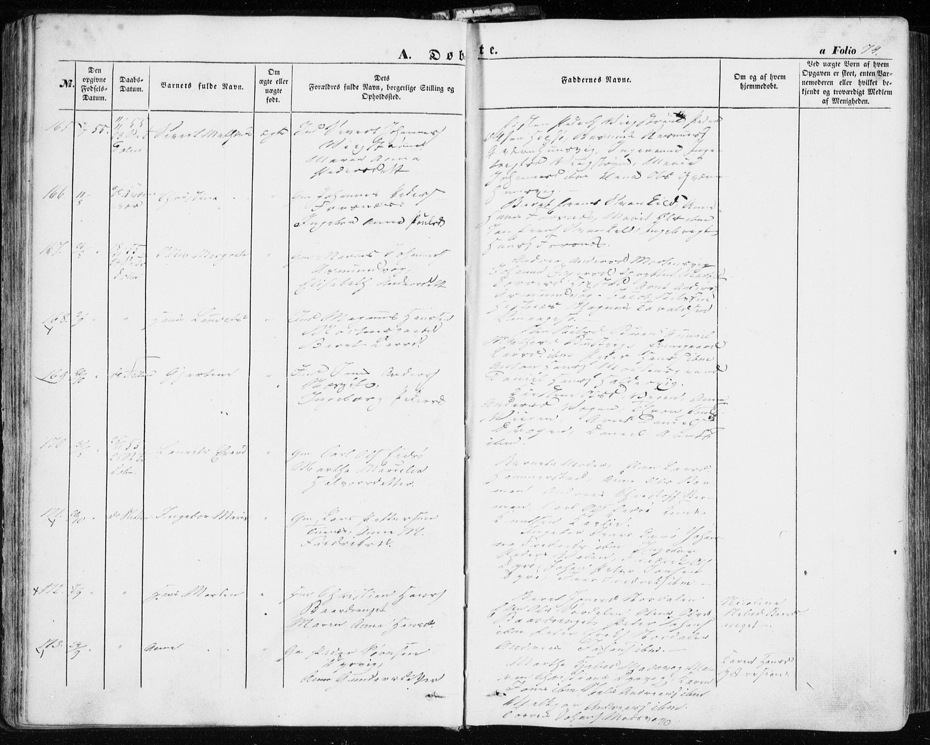 Ministerialprotokoller, klokkerbøker og fødselsregistre - Sør-Trøndelag, SAT/A-1456/634/L0530: Parish register (official) no. 634A06, 1852-1860, p. 74