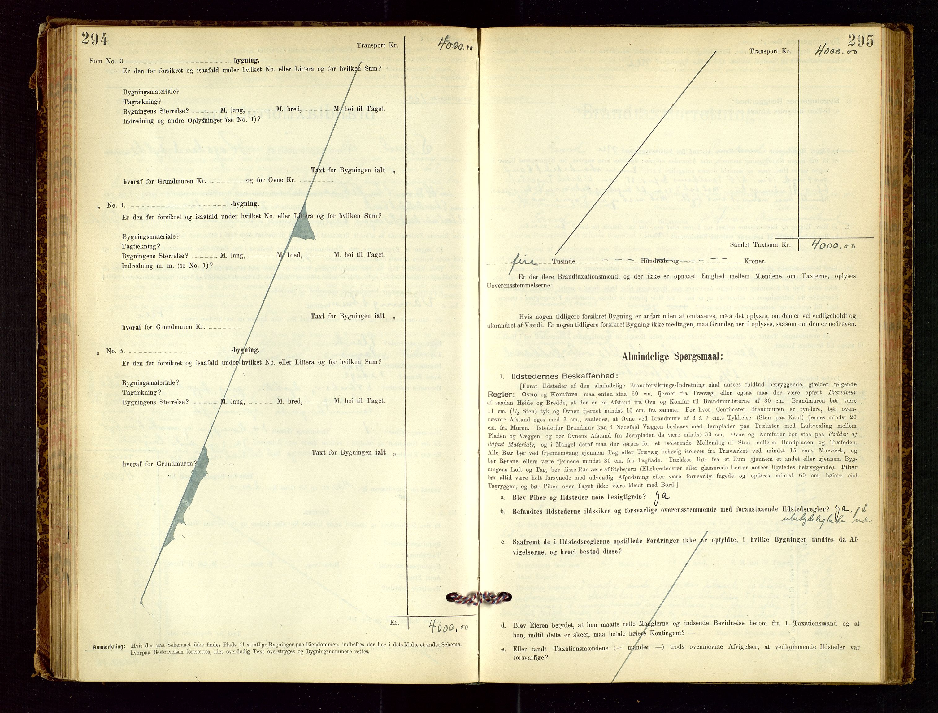 Sand lensmannskontor, SAST/A-100415/Goc/L0001: "Brandtaxationsprotokol", 1895-1935, p. 294-295