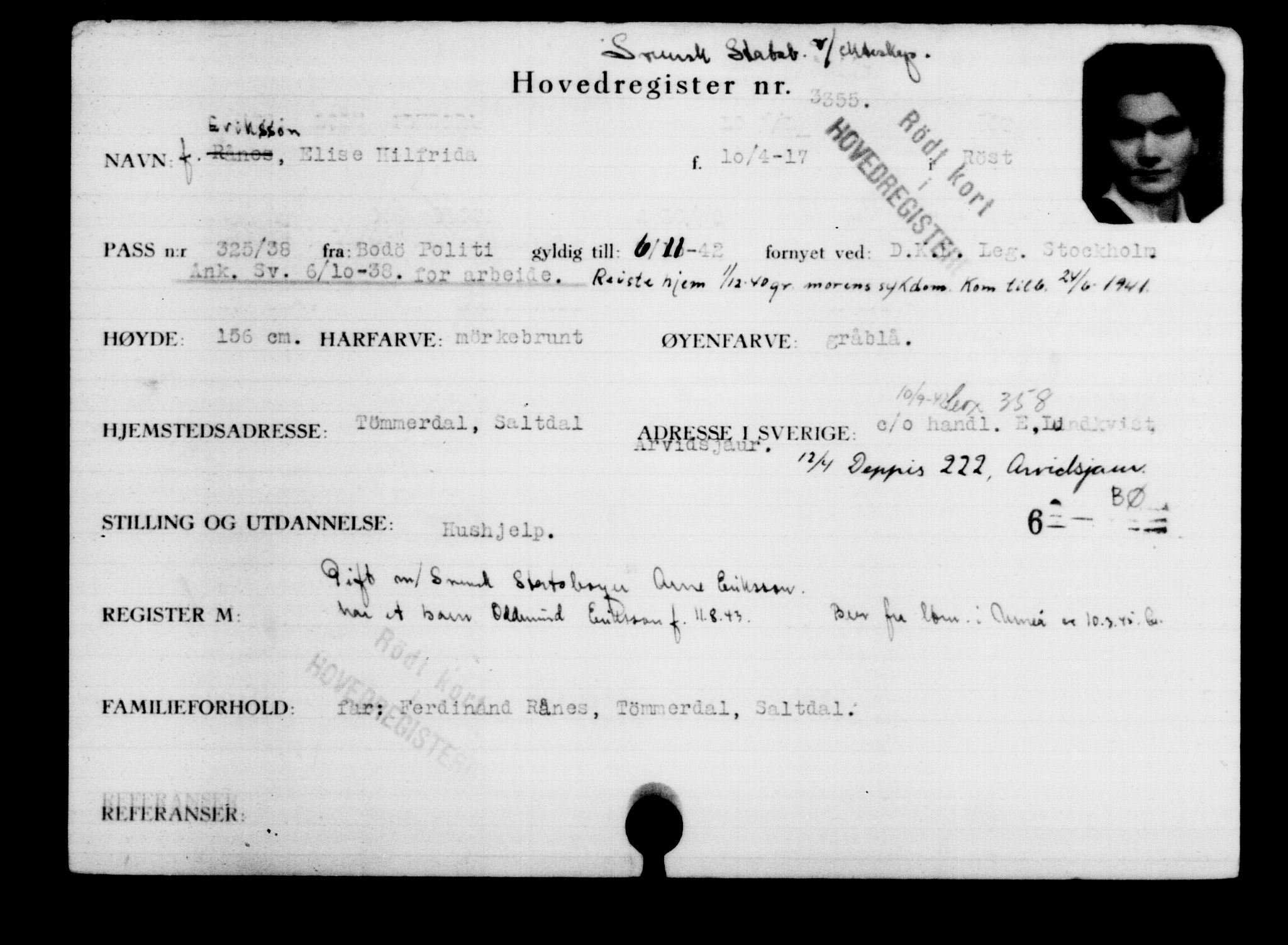 Utenriksstasjonene, Legasjonen i Stockholm, Flyktningkontoret, AV/RA-S-6753/V/Va/L0003: Kjesäterkartoteket, flyktninger med registreringsnr. 2001-3495, 1940-1945, p. 1844