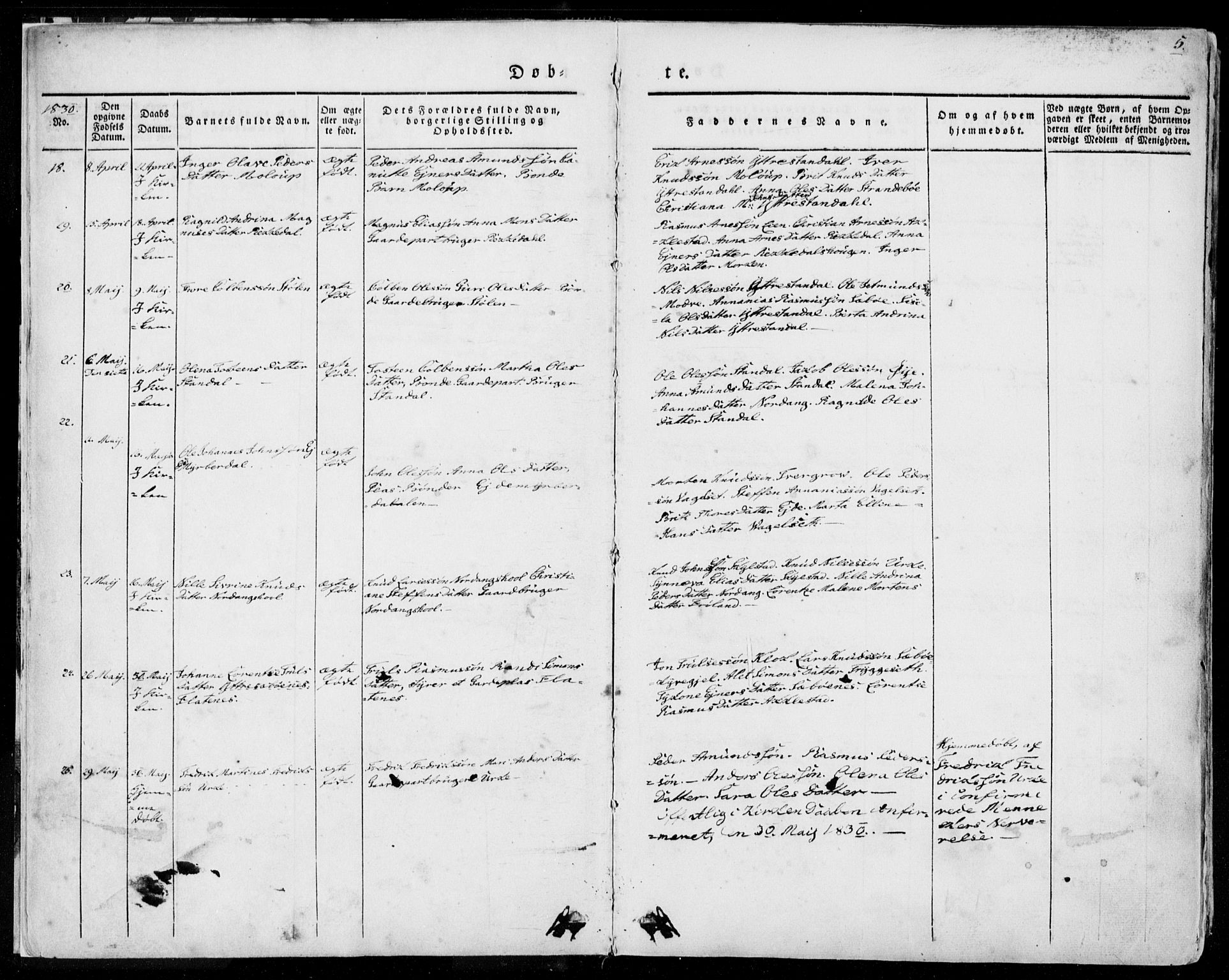 Ministerialprotokoller, klokkerbøker og fødselsregistre - Møre og Romsdal, AV/SAT-A-1454/515/L0208: Parish register (official) no. 515A04, 1830-1846, p. 5