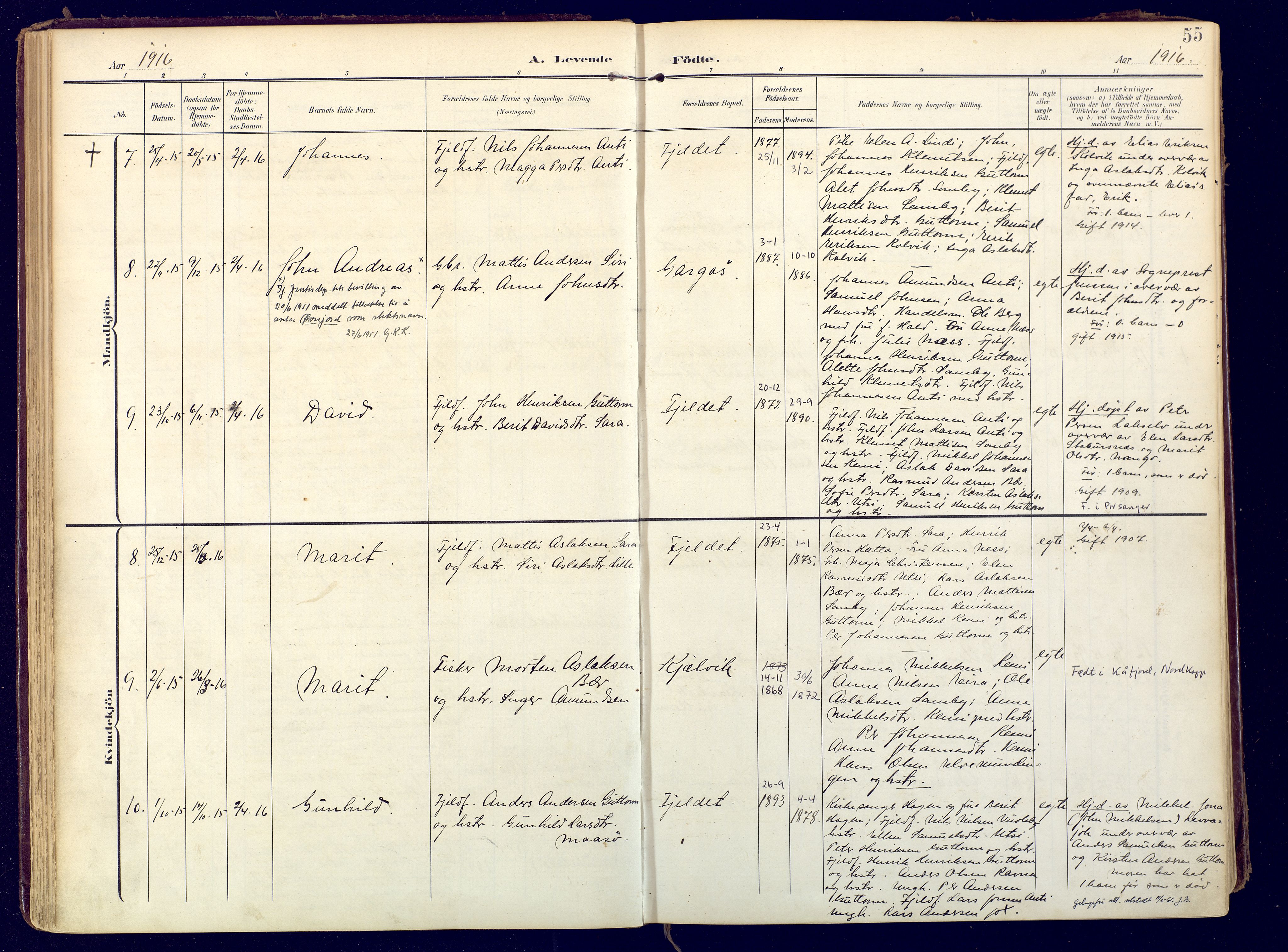 Karasjok sokneprestkontor, AV/SATØ-S-1352/H/Ha: Parish register (official) no. 3, 1907-1926, p. 55