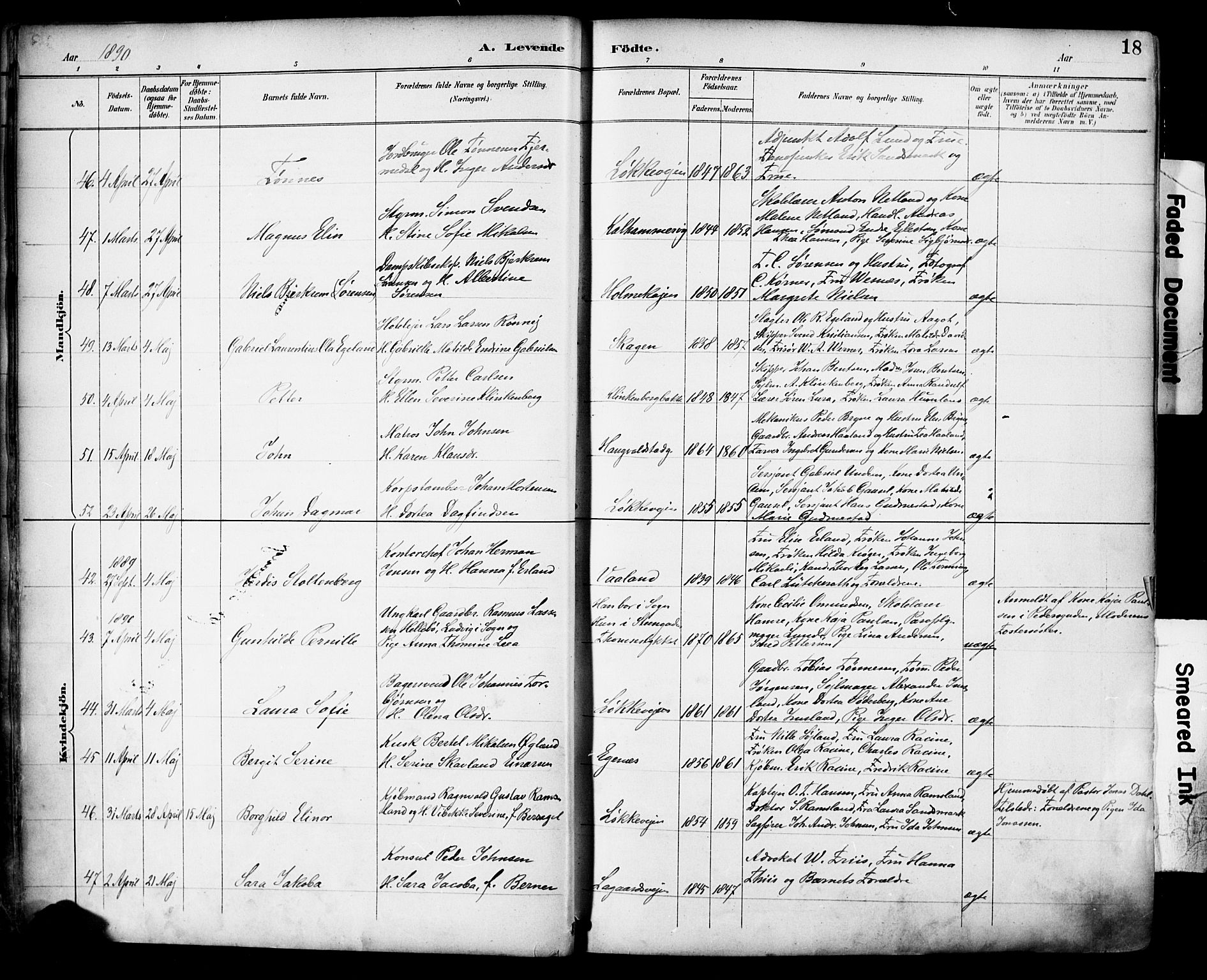 Domkirken sokneprestkontor, AV/SAST-A-101812/001/30/30BA/L0030: Parish register (official) no. A 29, 1889-1902, p. 18