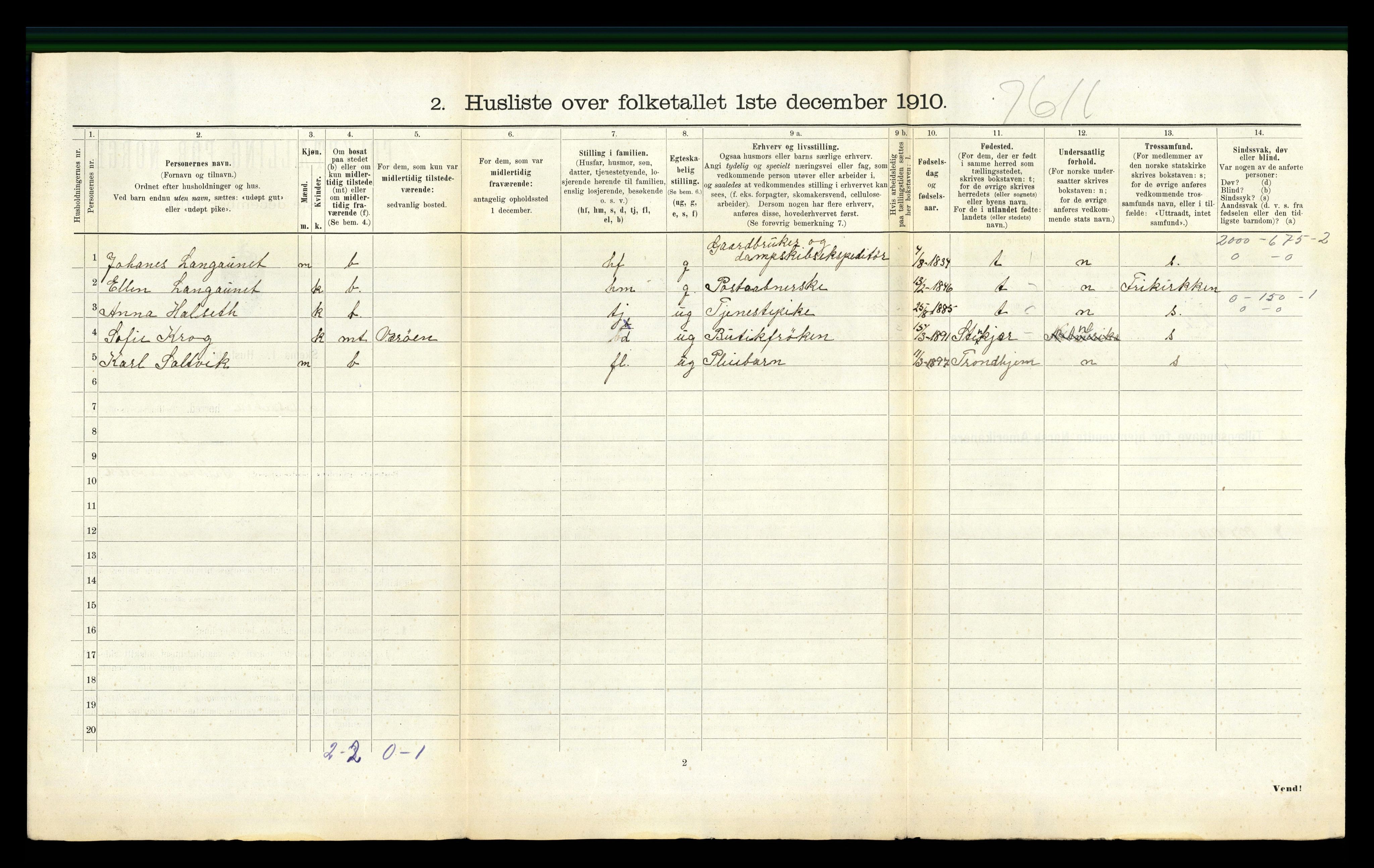 RA, 1910 census for Mosvik, 1910, p. 83